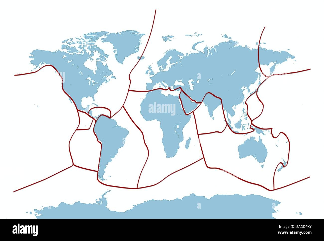 Earth s Fault Lines Map Of The Earth Showing The Location Of The Boundaries red Lines Of The Tectonic Plates That Make Up The Earth s Crust These Stock Photo Alamy