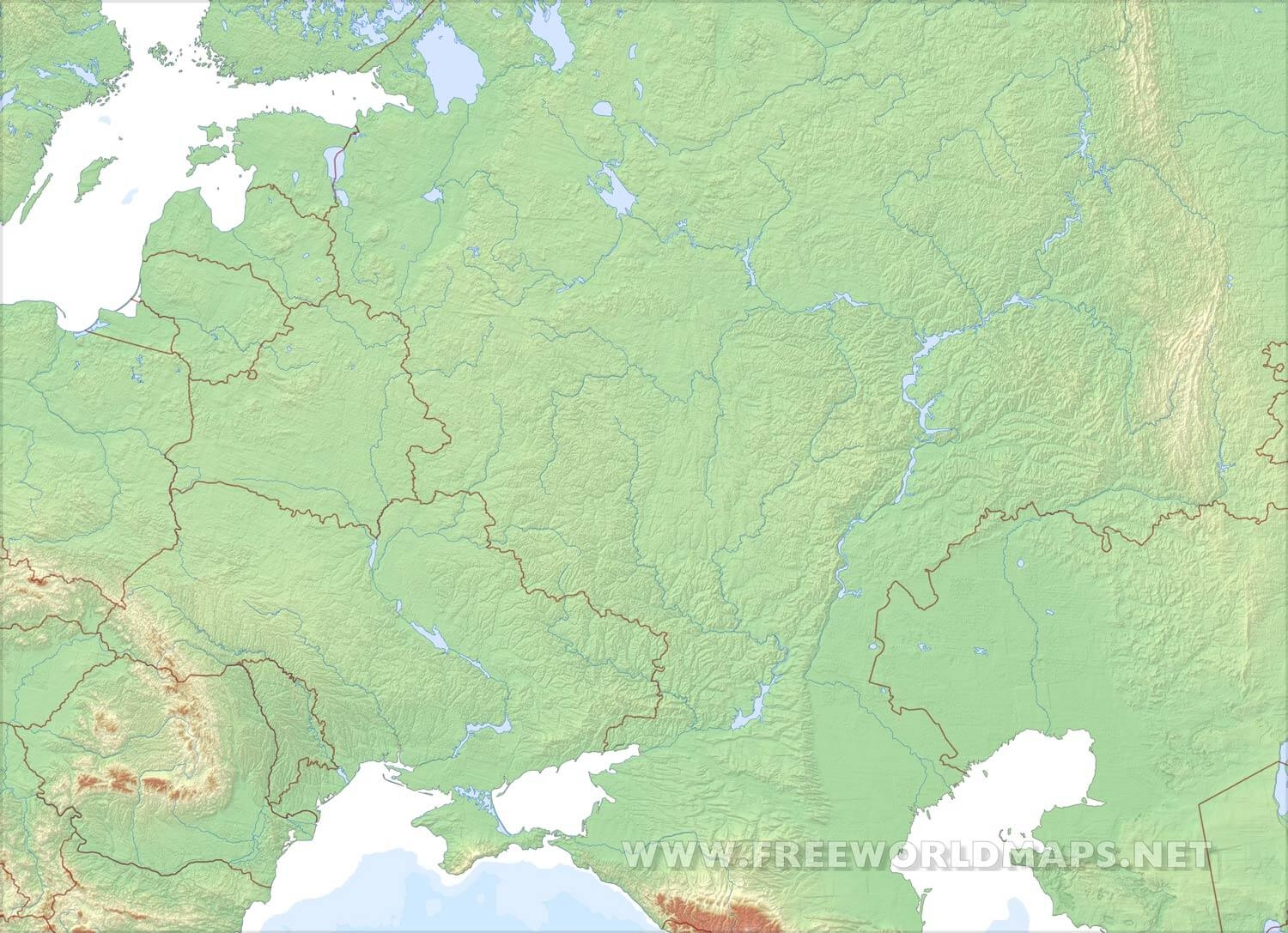 Eastern Europe Physical Map