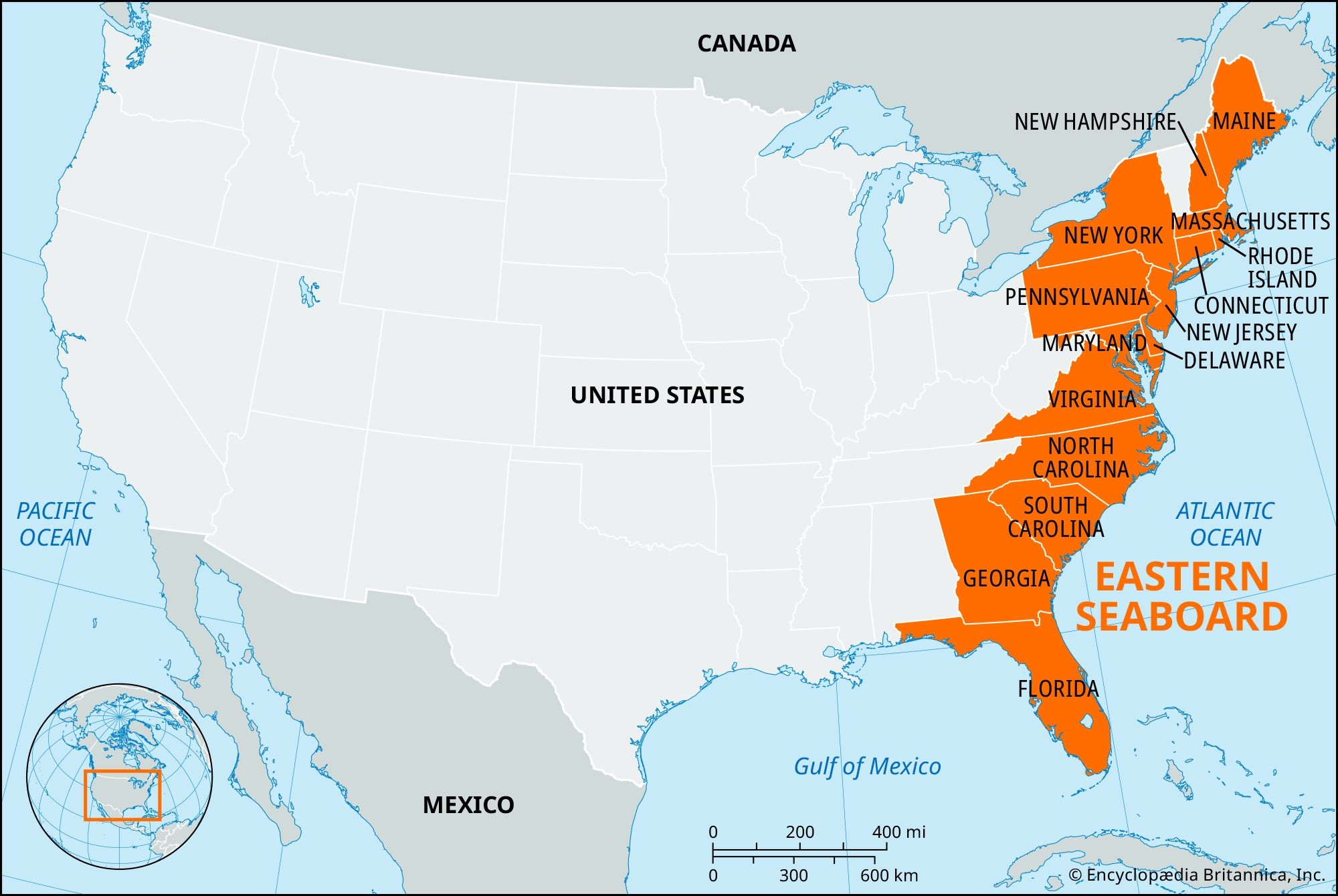 Eastern Seaboard Map Region Facts Britannica