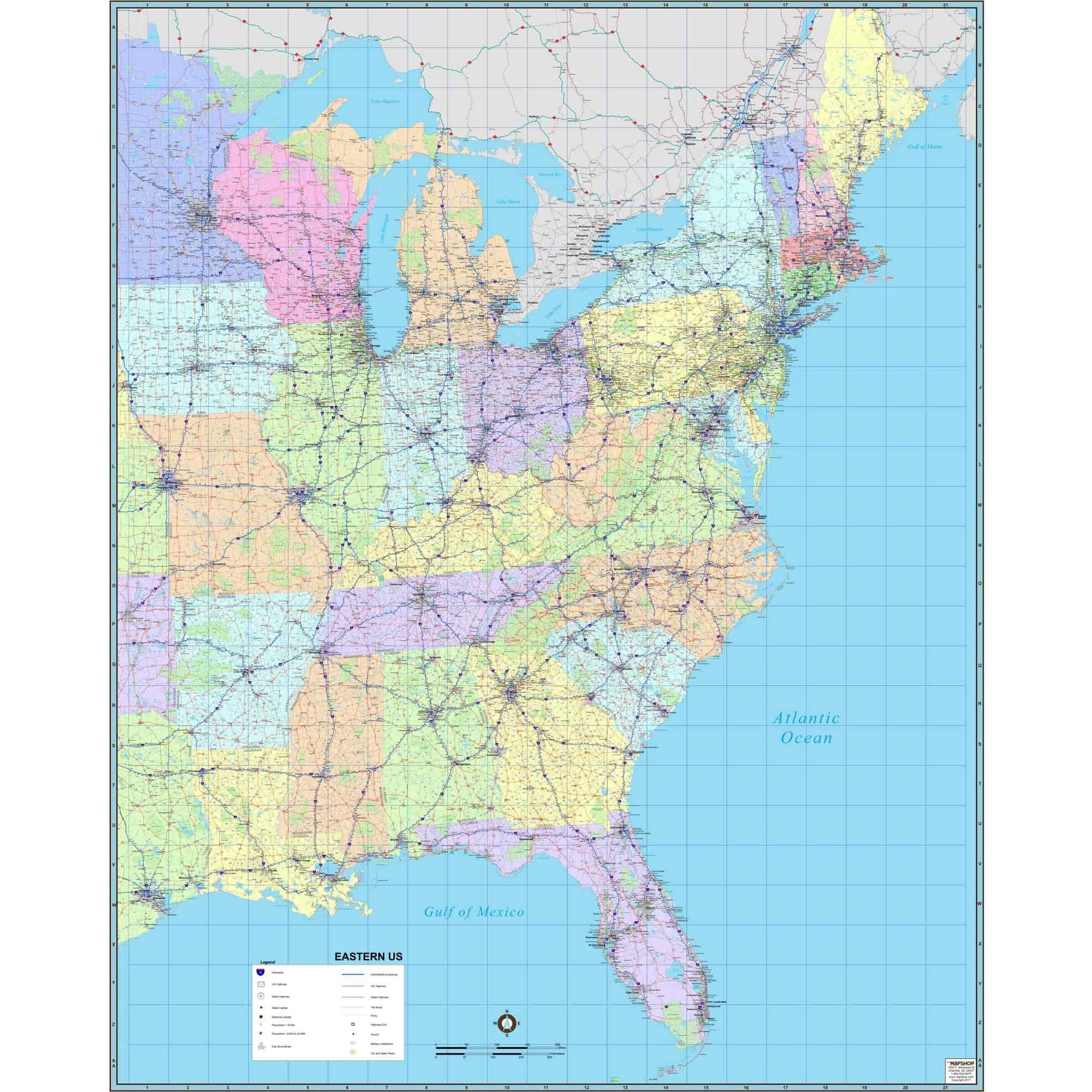 map of eastern united states