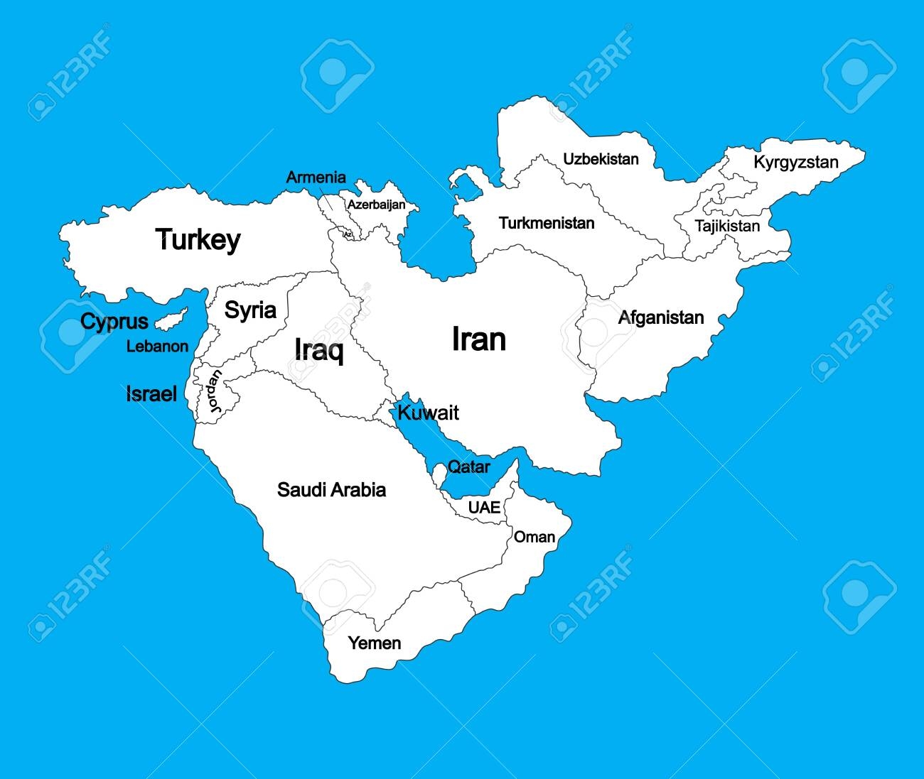 Editable Blank Vector Map Of Middle East Isolated On Background High Detailed Outline Map Silhouette Illustration Middle East Countries Collection Illustration Asia Icon Of Middle East States Royalty Free SVG Cliparts Vectors 