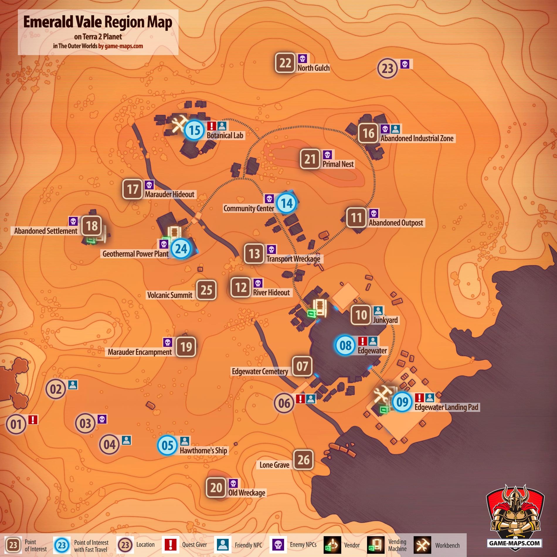 Emerald Vale Map For The Outer Worlds Game maps