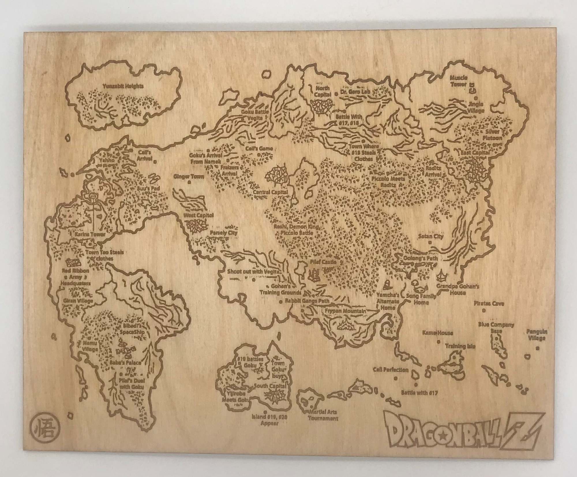 Engraved Map From The World Of Dragonball Z Large BreakPoint Laser Engraved Map From The World Of Dragonball Z Large BreakPoint Laser