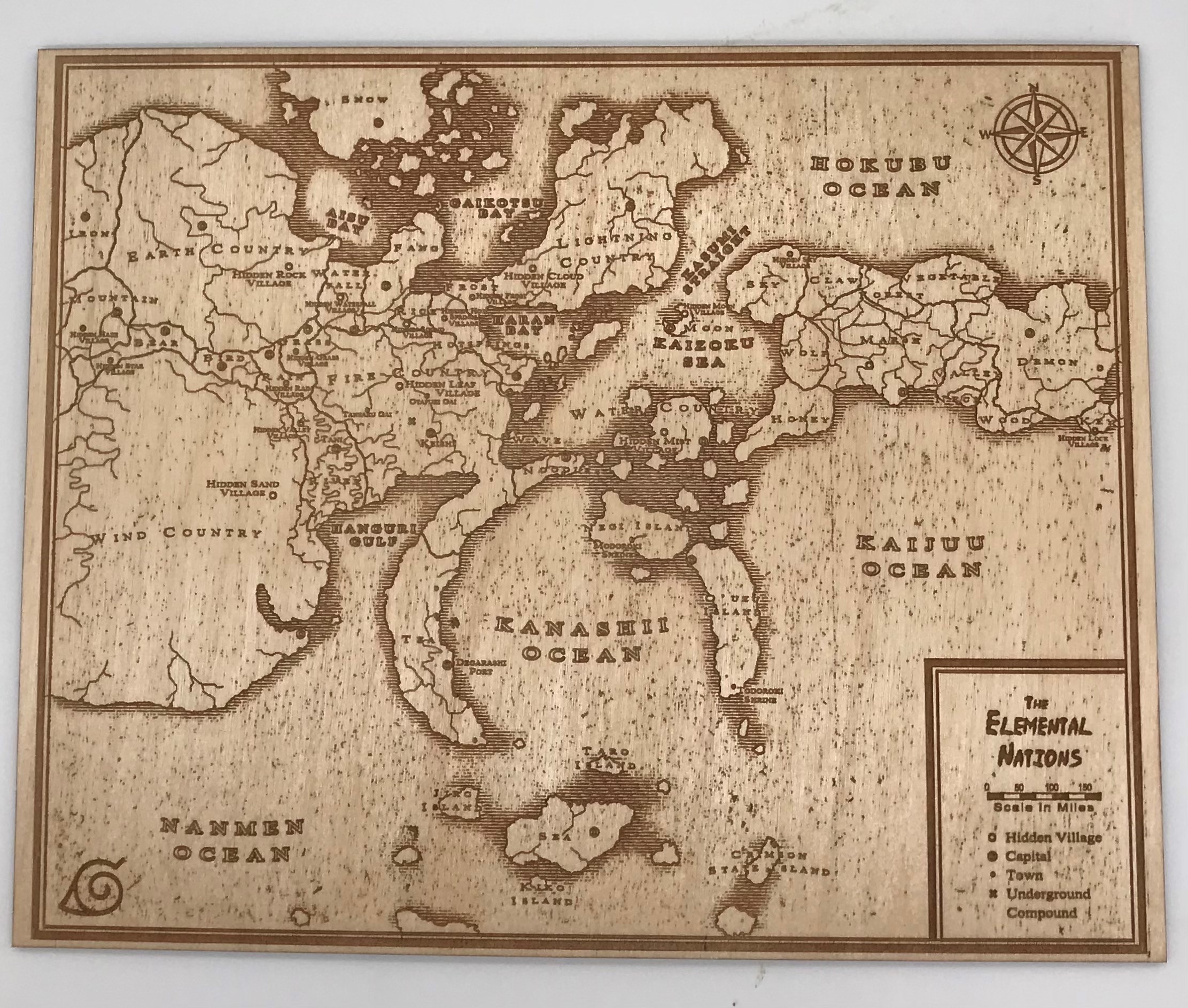 Engraved Map Of The Elemental Nations From Naruto Large BreakPoint Laser Engraved Map Of The Elemental Nations From Naruto Large BreakPoint Laser