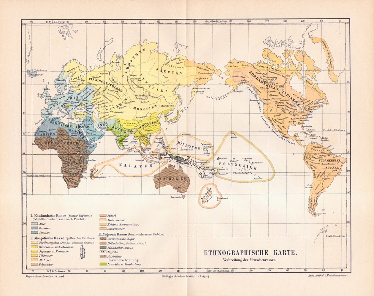 Ethnographic Map Of The World By German School
