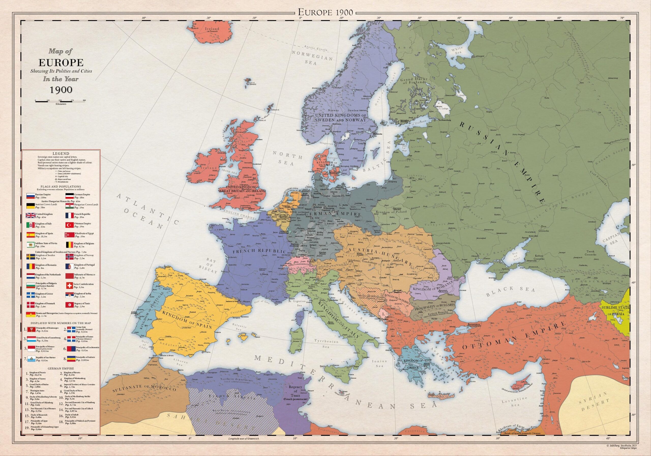 Europe 1900 Historical Map Etsy