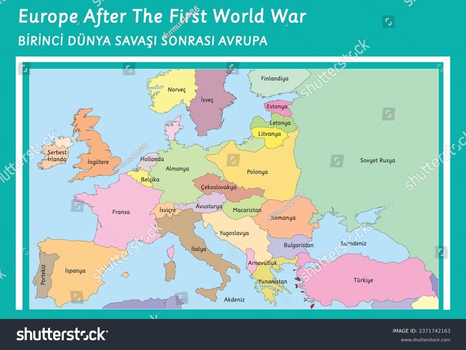 Europe After First World War Map Stock Vector Royalty Free 2371742163 Shutterstock