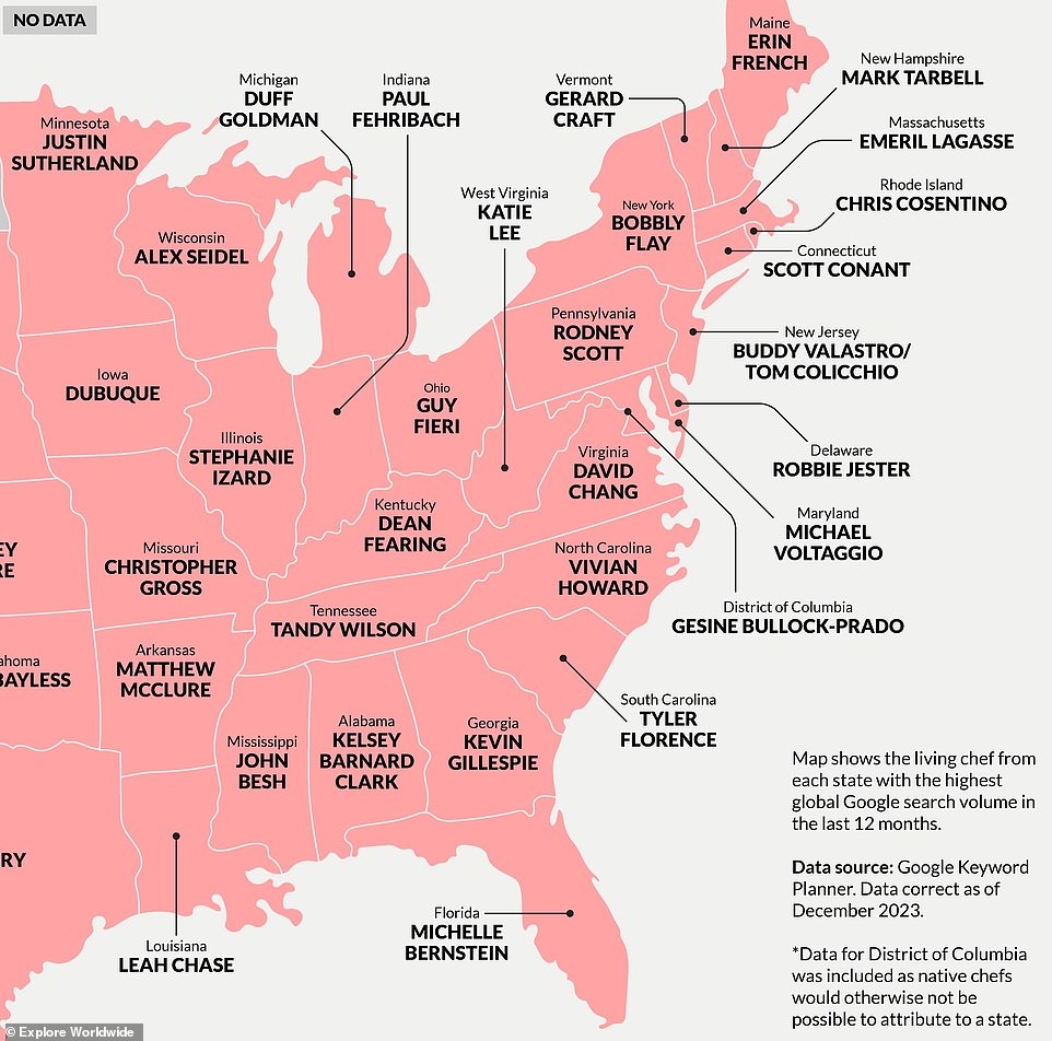 Fascinating Map Reveals Every Country s Most Popular Chef With Gordon Ramsay The Most Googled Overall And Guy Fieri No 1 In The U S Daily Mail Online