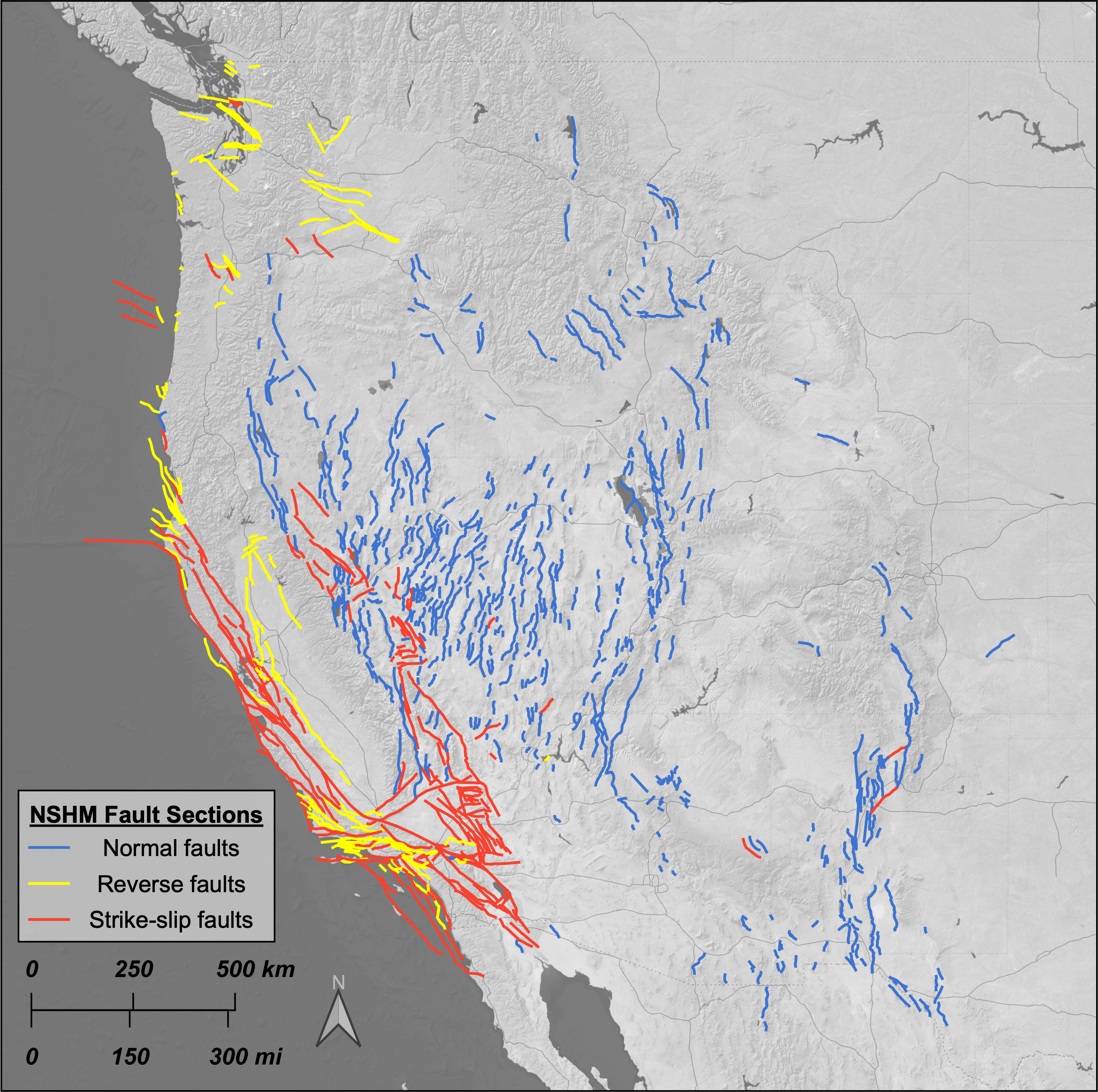 Fault Sections Being Used In The Creation Of The 2023 U S Seismic Hazard Maps U S Geological Survey