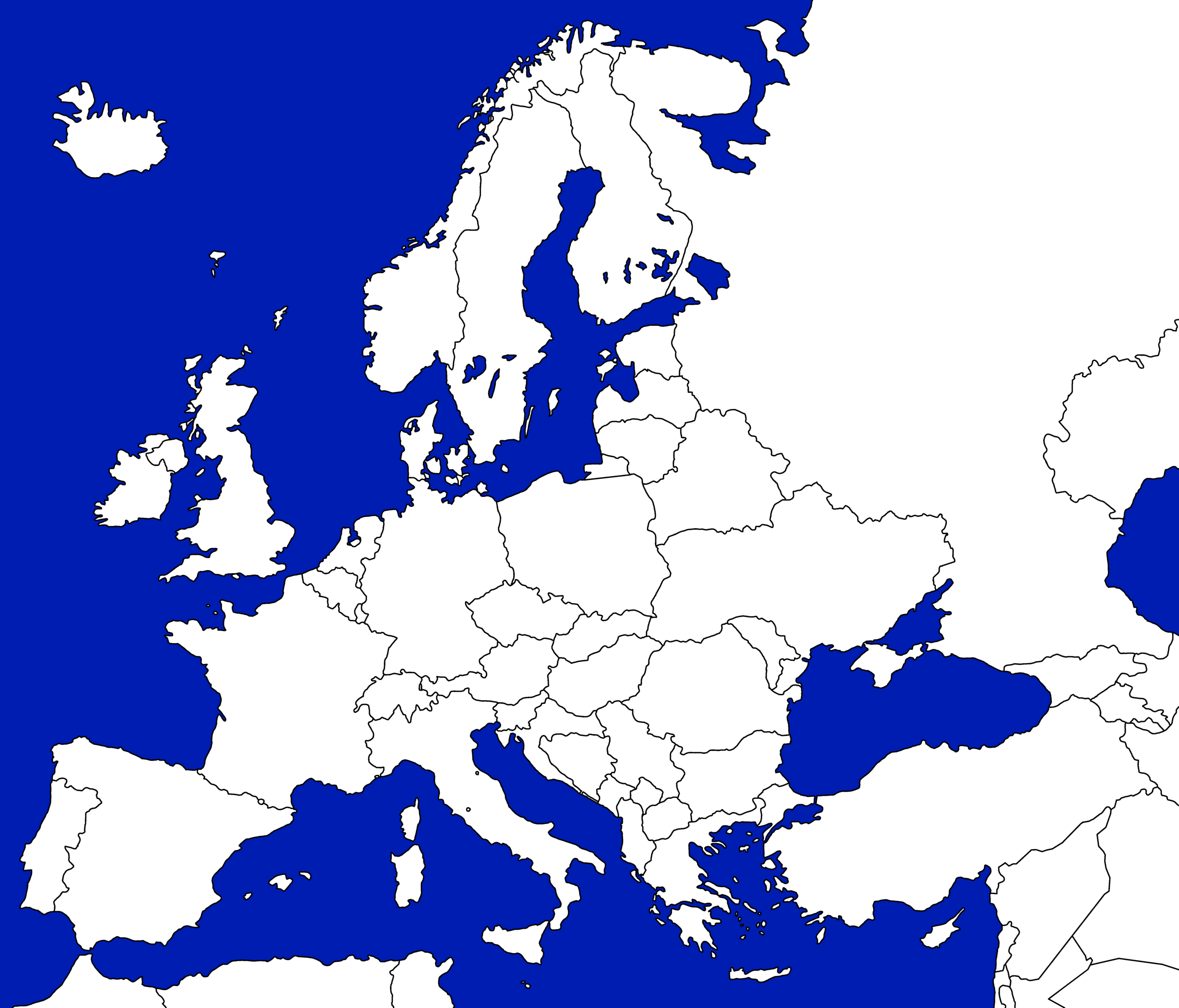 blank maps of europe