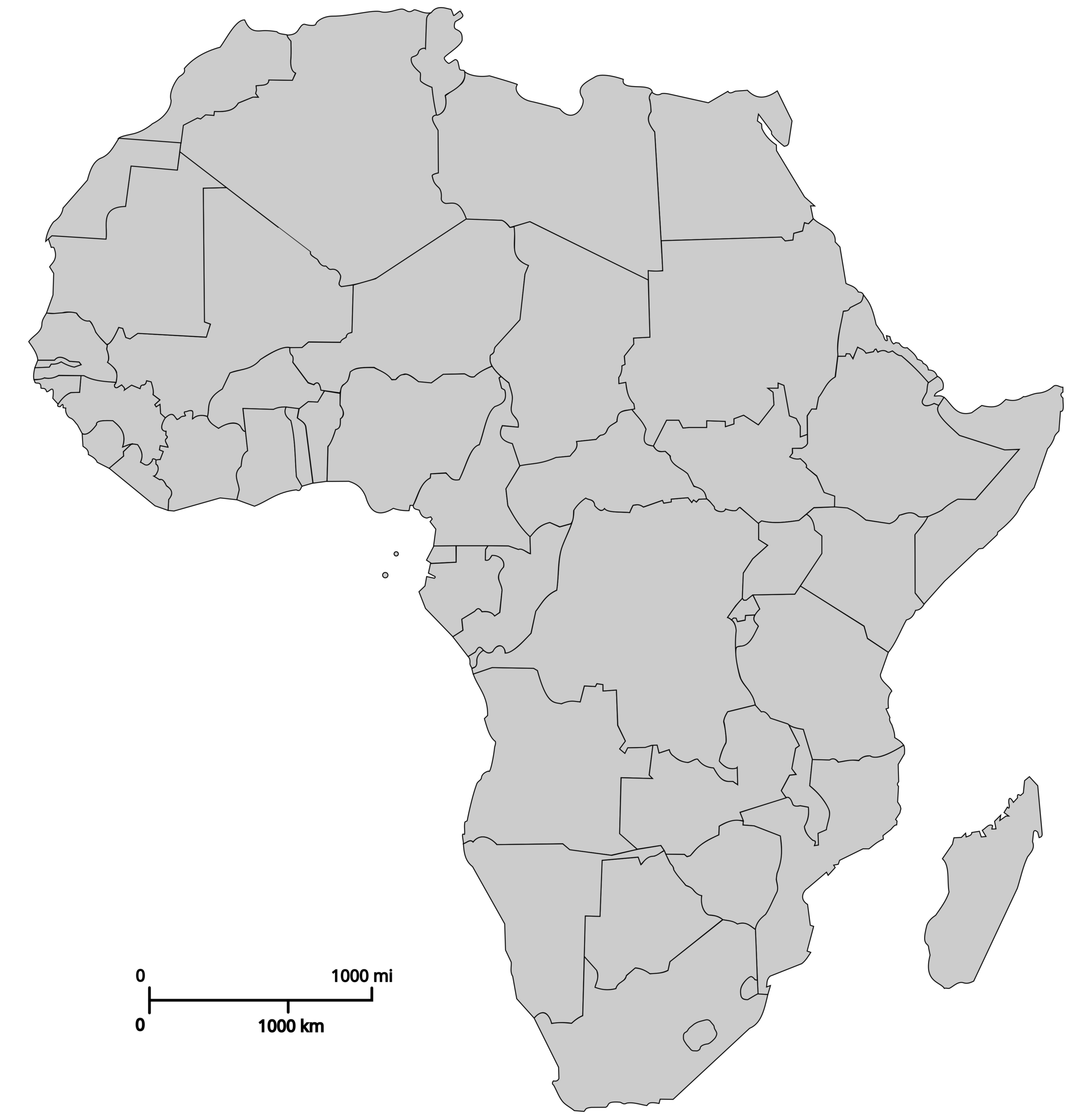 africa blank outline map