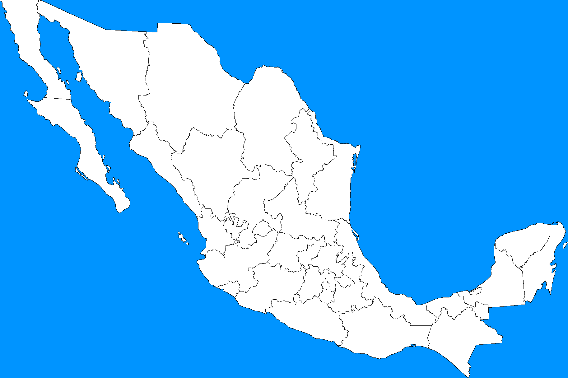 File Blank Map Of Mexico With Borders Of States png Wikimedia Commons