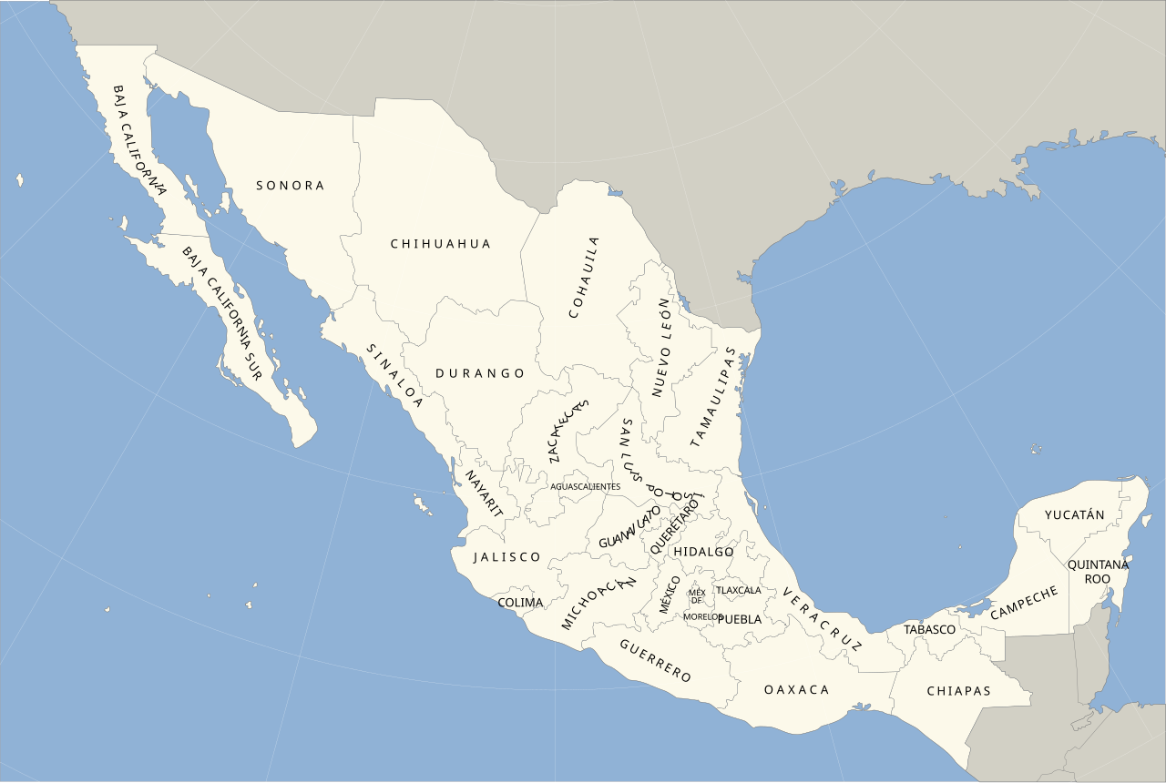 blank map of mexico