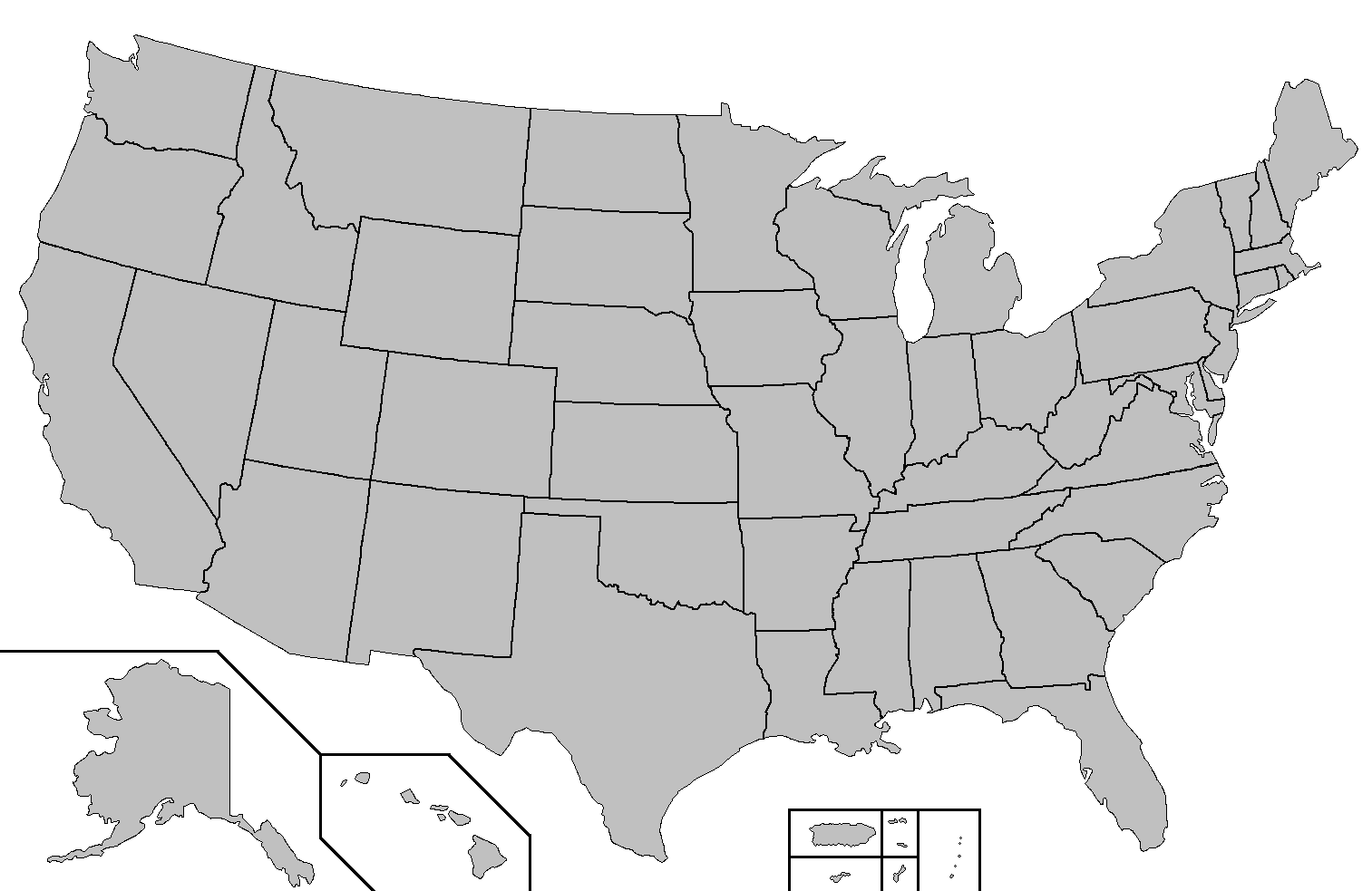 map of the united states without names