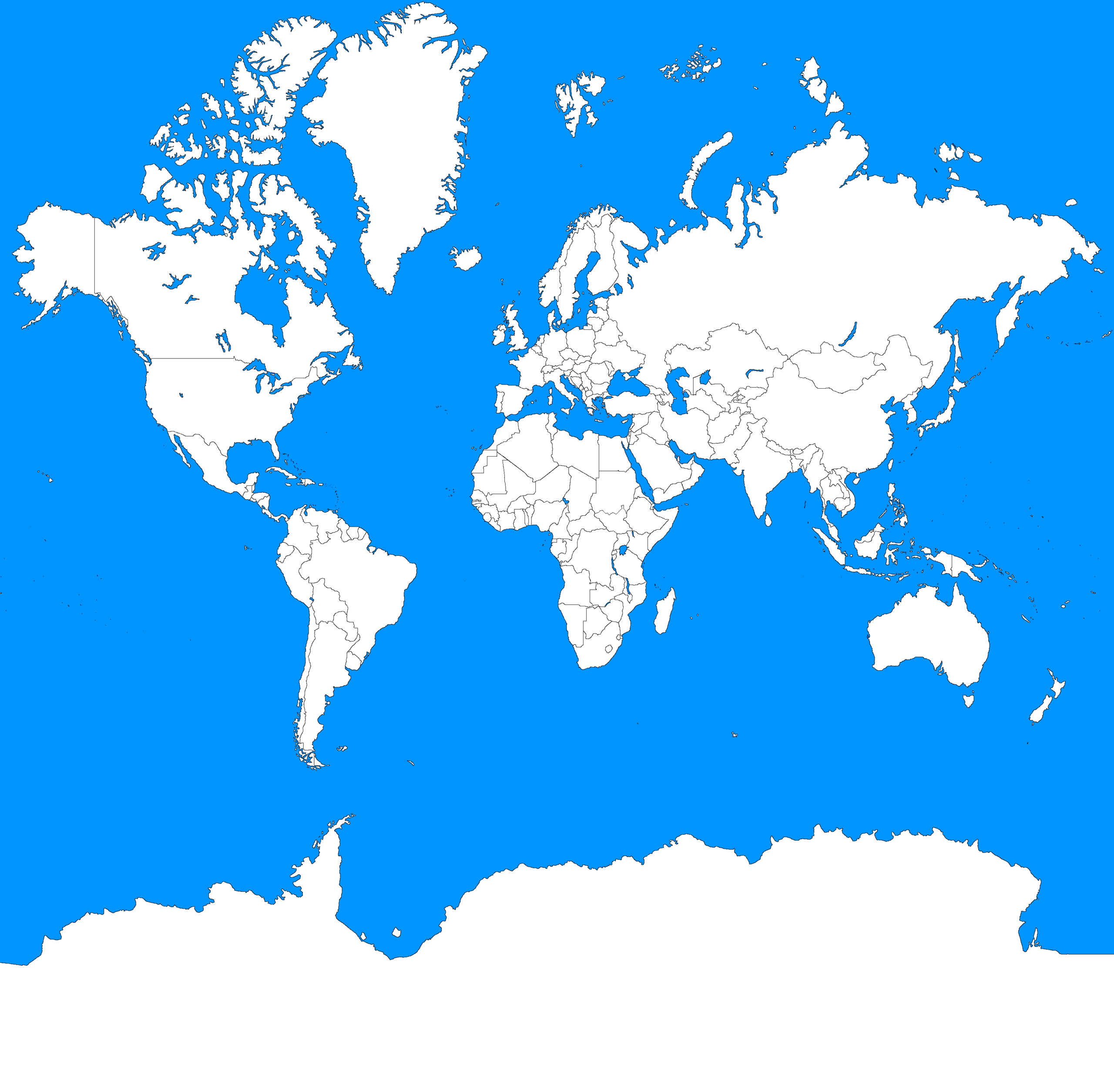 File Blank Map Of The World Mercator Projection With Borders And Antartica png Wikimedia Commons