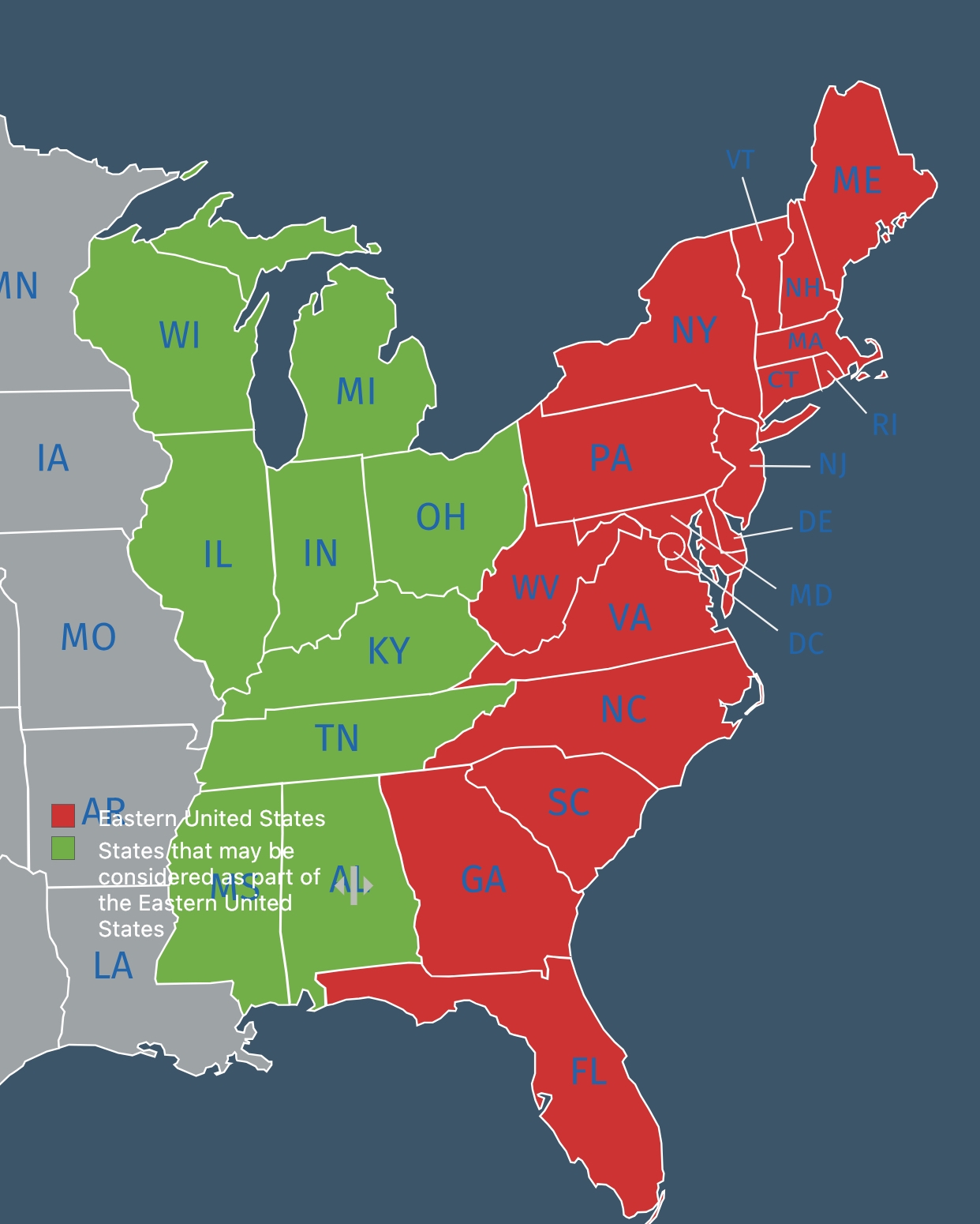 map eastern united states