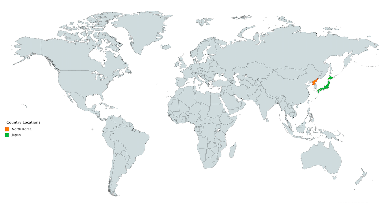 world map of north korea