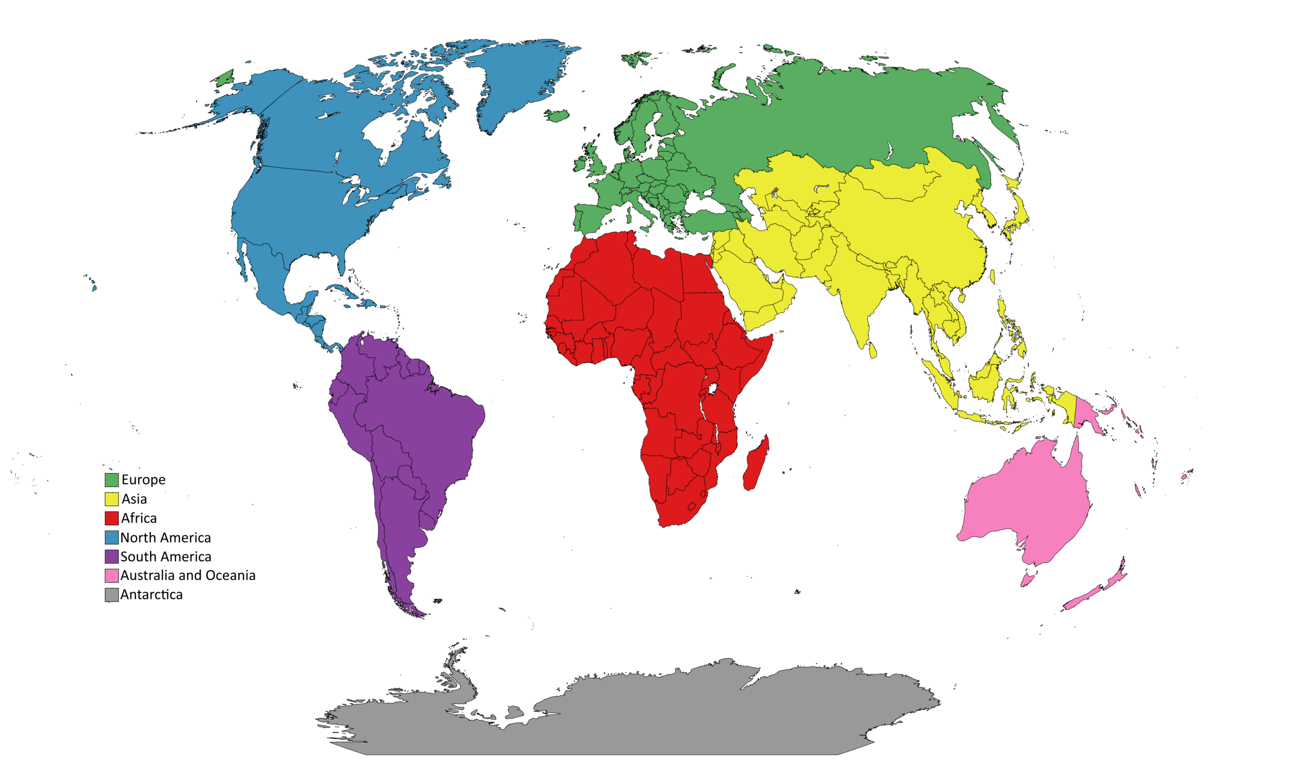 political map of the continents