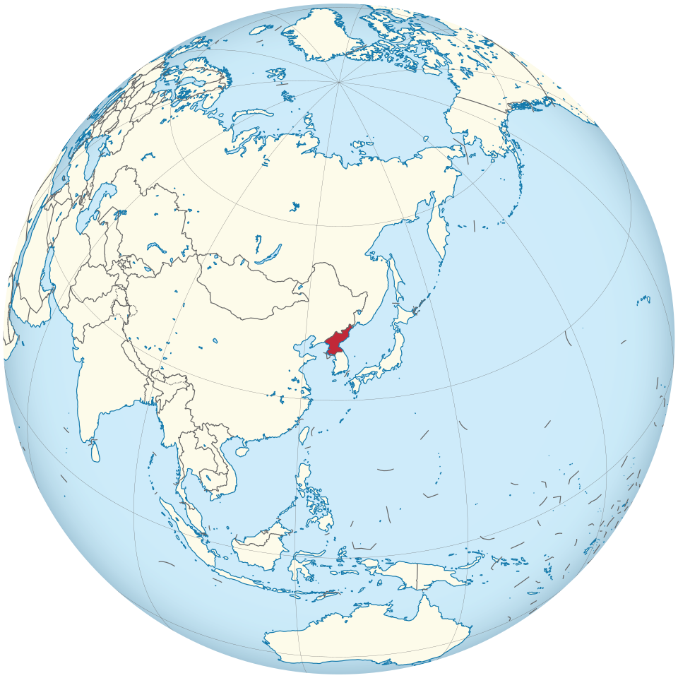 File North Korea On The Globe North Korea Centered svg Wikipedia