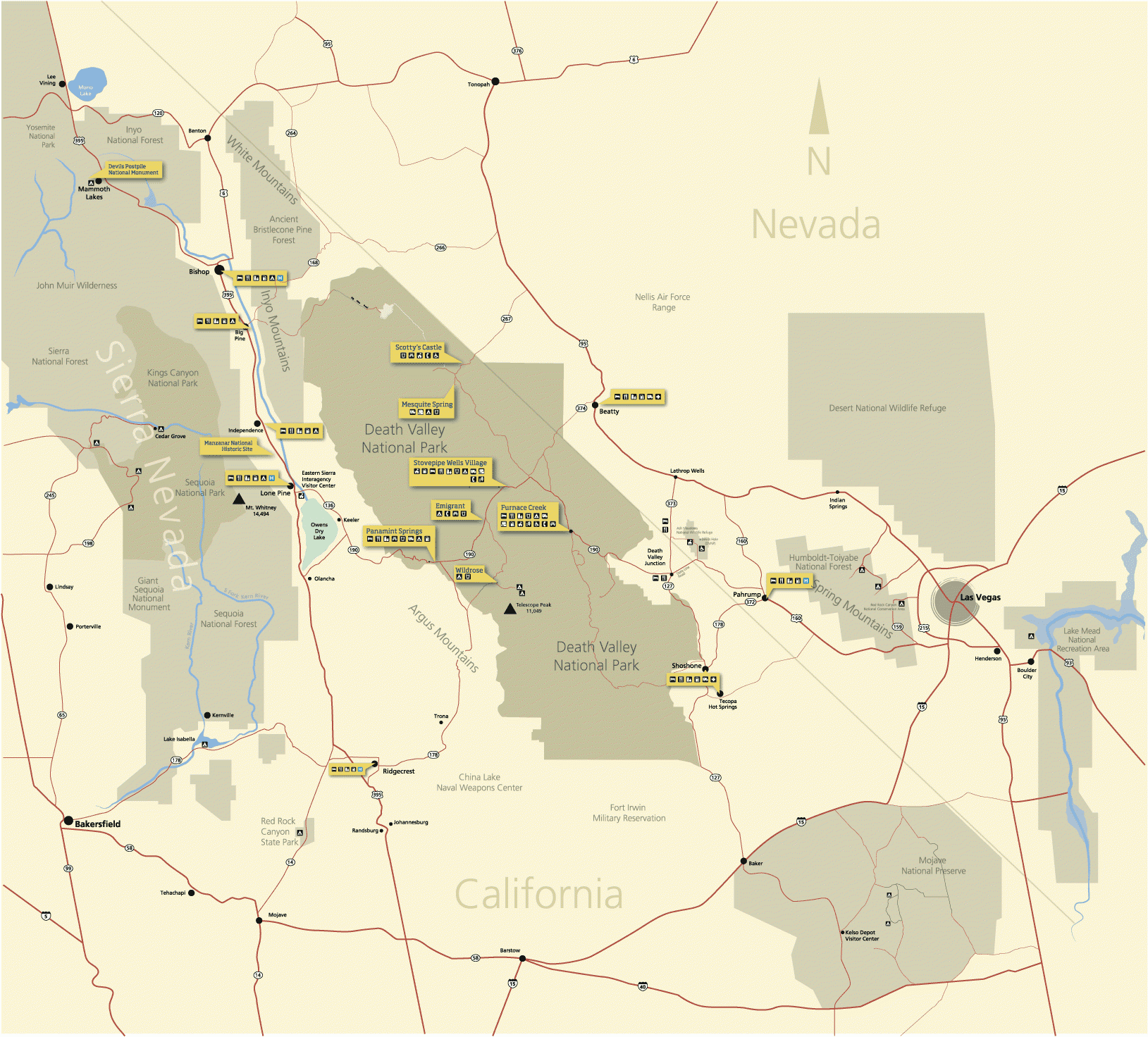 death valley united states map