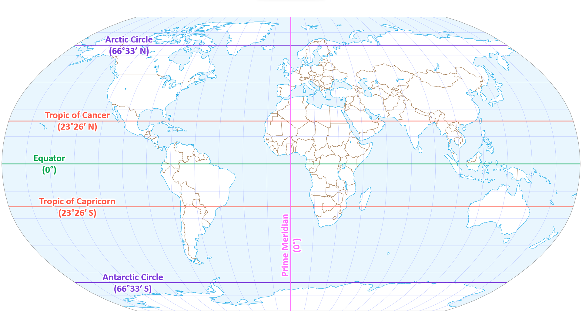 File Robinson Projection With Major Circles Of Latitude And Prime Meridian Labeled png Wikimedia Commons