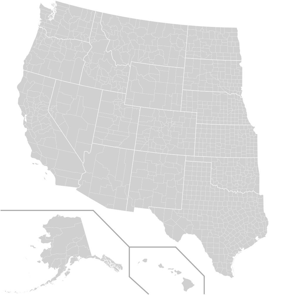 blank map of western us