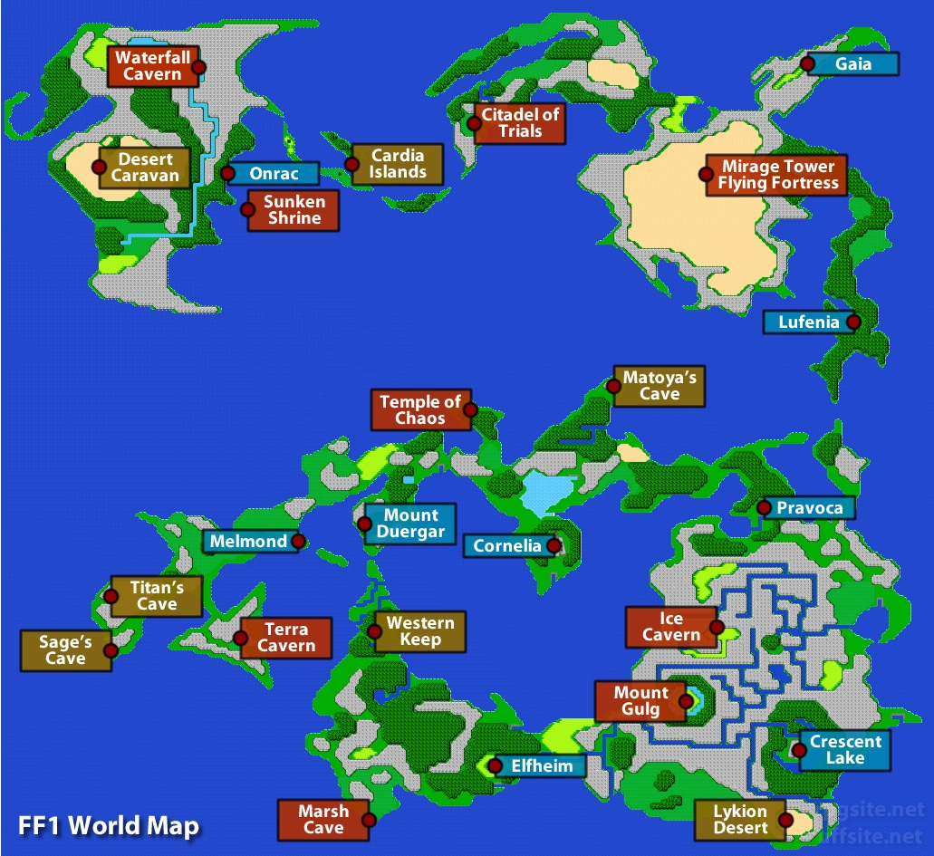 Final Fantasy 1 Maps World Dungeon Town Maps For FF1 RPG Site