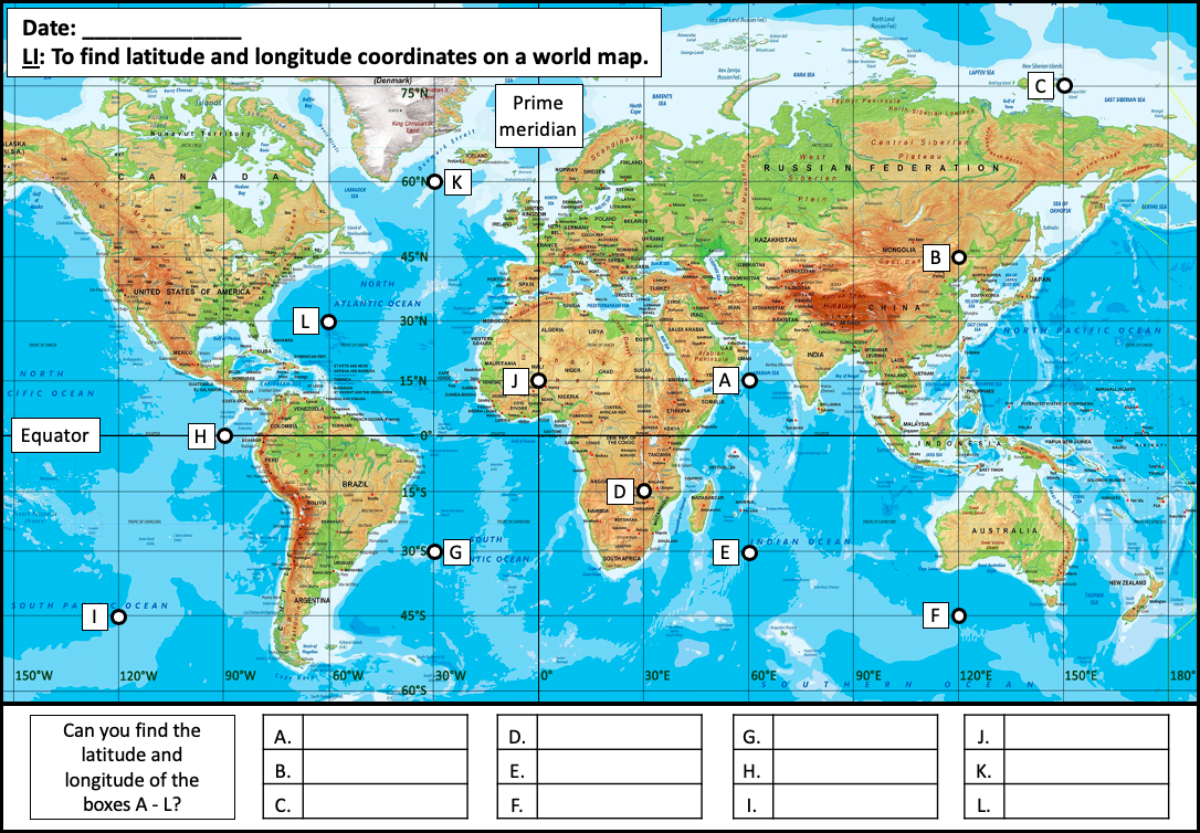 map of world with coordinates