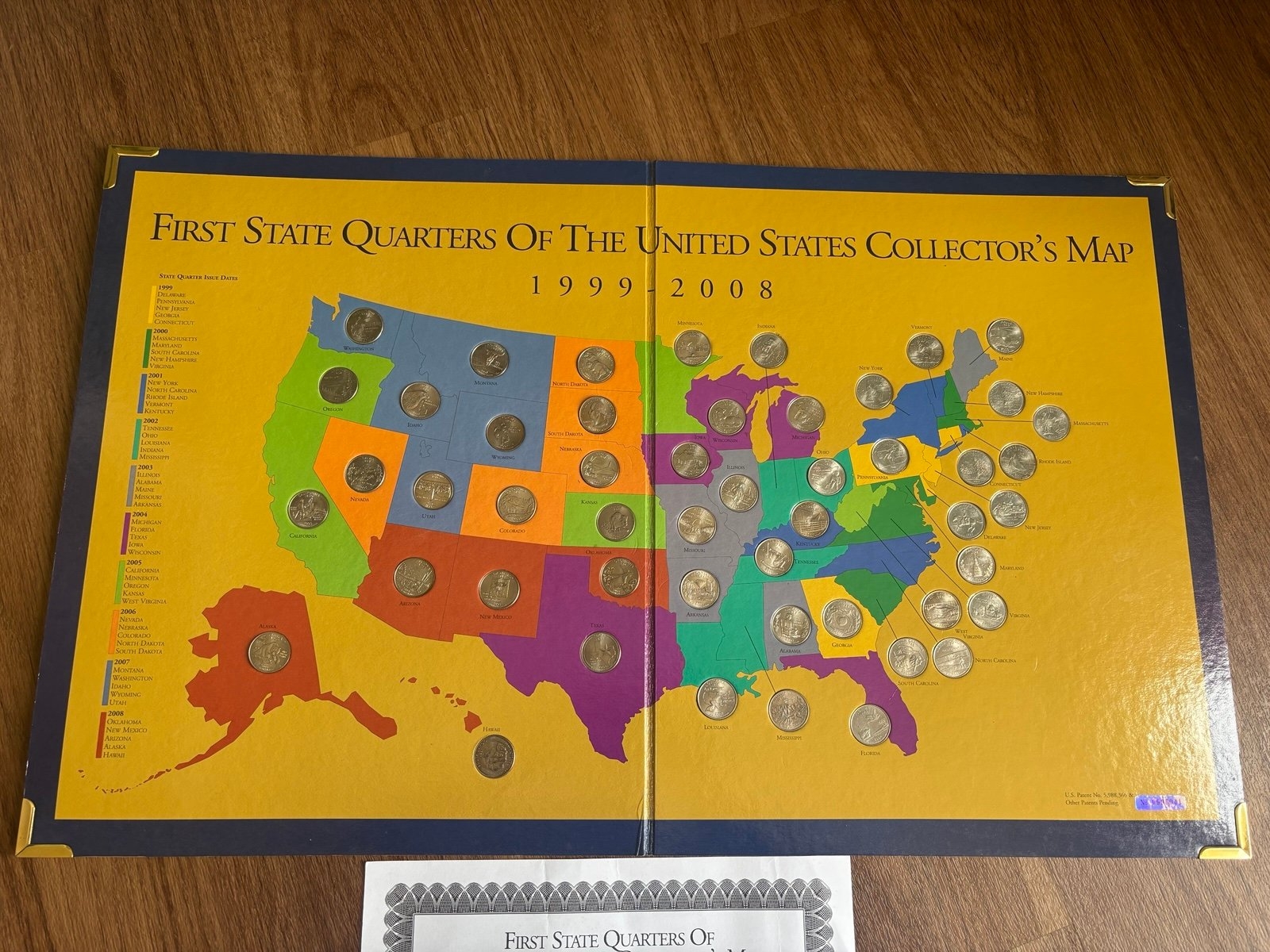 first state quarters of the united states collectors map