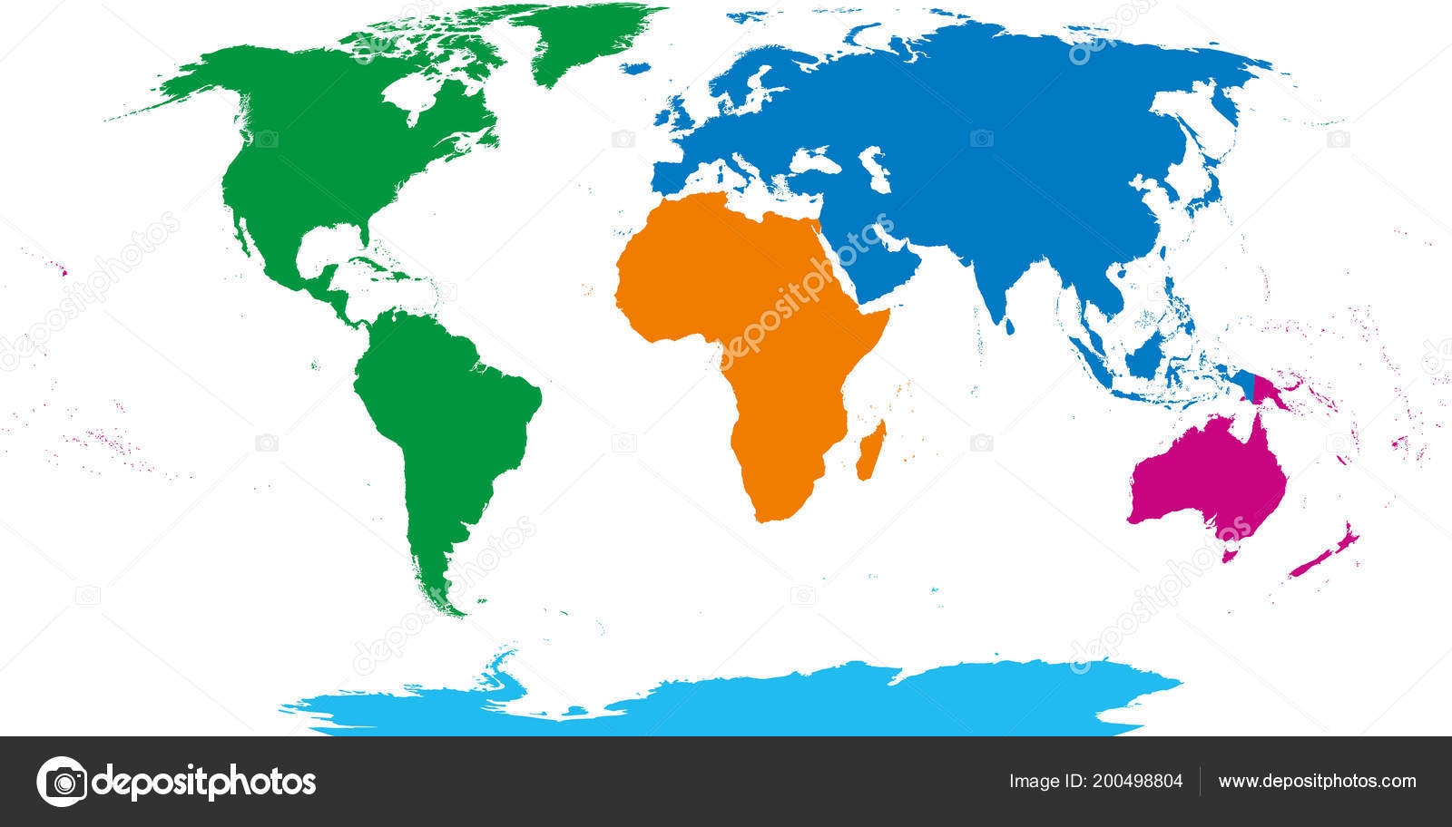 map of five continents