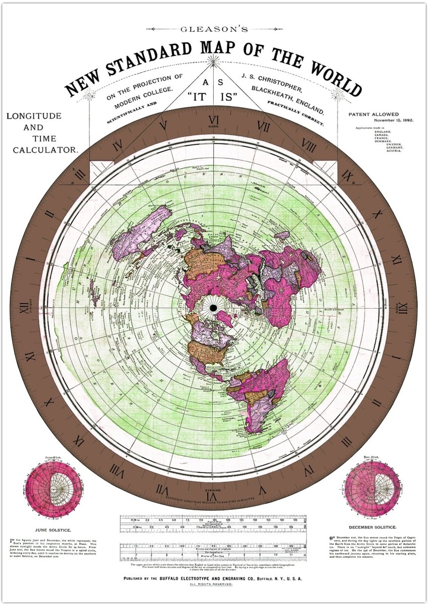 Flat Earth Map Alexander Gleason 1892 Gleason s New Standard Map Of The World EBay Flat Earth Map Alexander Gleason 1892 Gleason s New Standard Map Of The World EBay