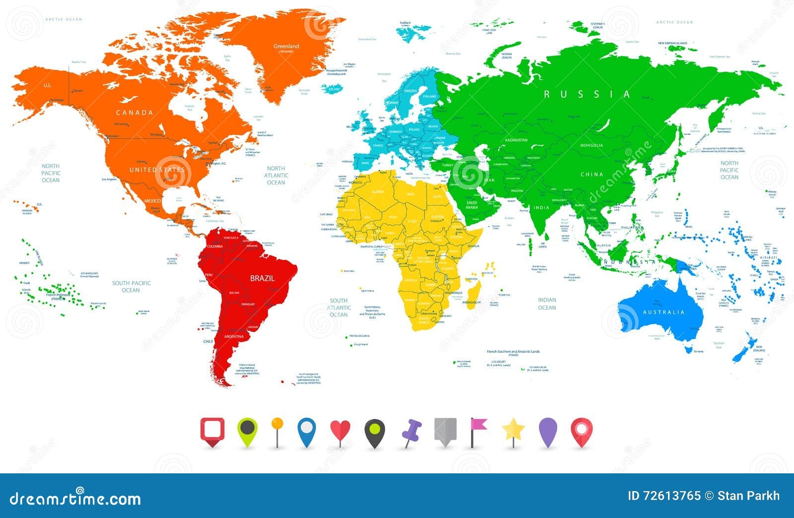 Flat World Map Continents Stock Illustrations 6 446 Flat World Map Continents Stock Illustrations Vectors Clipart Dreamstime