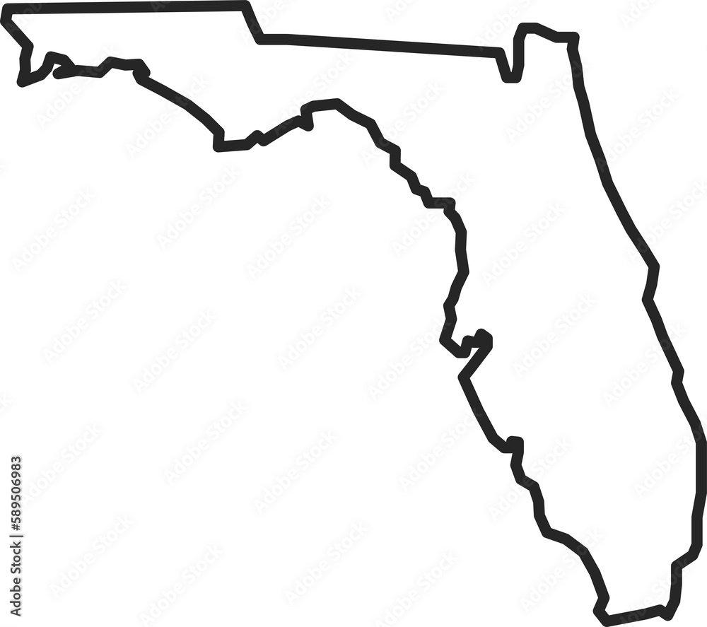 Florida Map Contour In Png Florida State Map In Line Outline Florida Map In Png US State Map Sarasota County Tampa And Miami Silhouette Stock Photo Adobe Stock