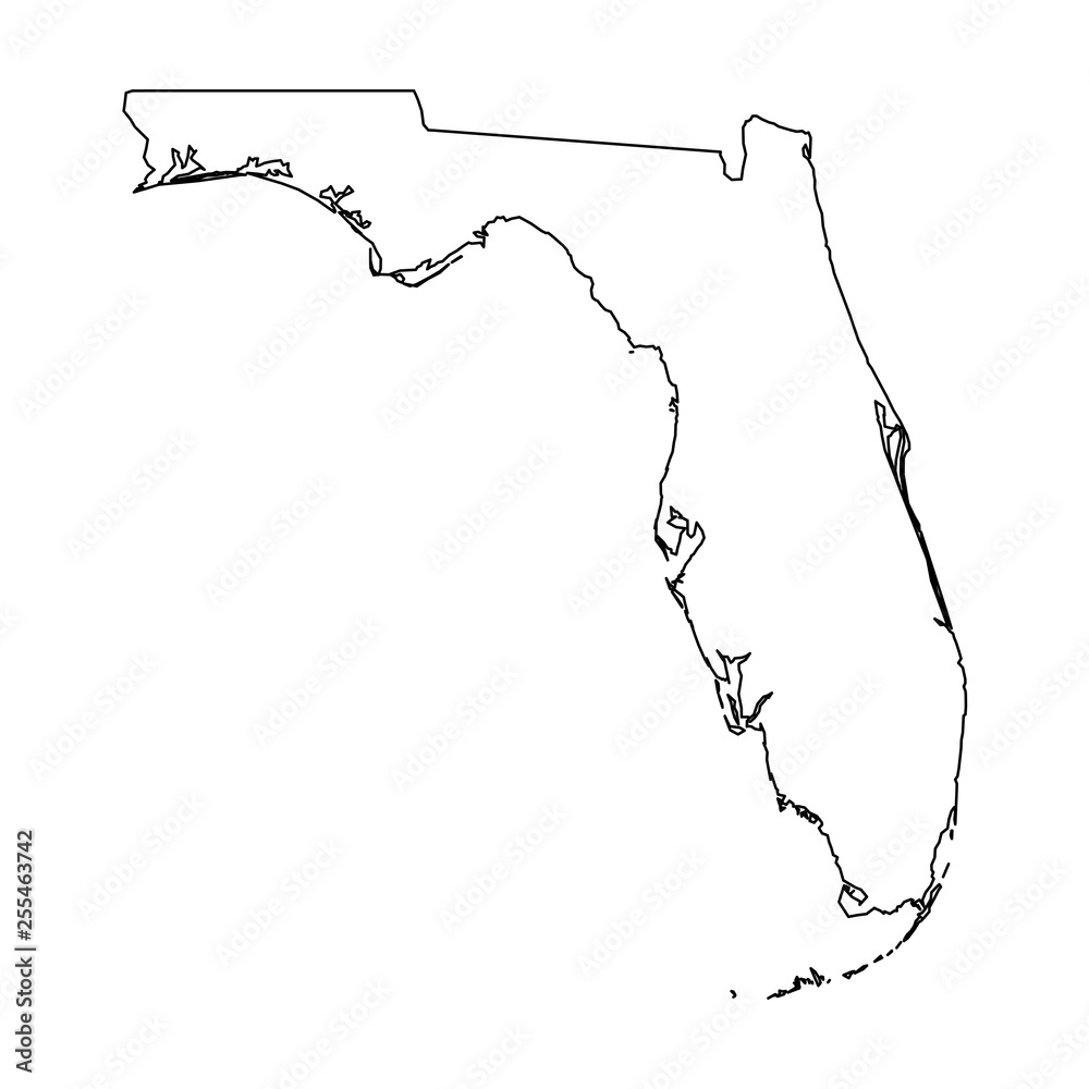 Florida State Of USA Solid Black Outline Map Of Country Area Simple Flat Vector Illustration Stock Vector Adobe Stock