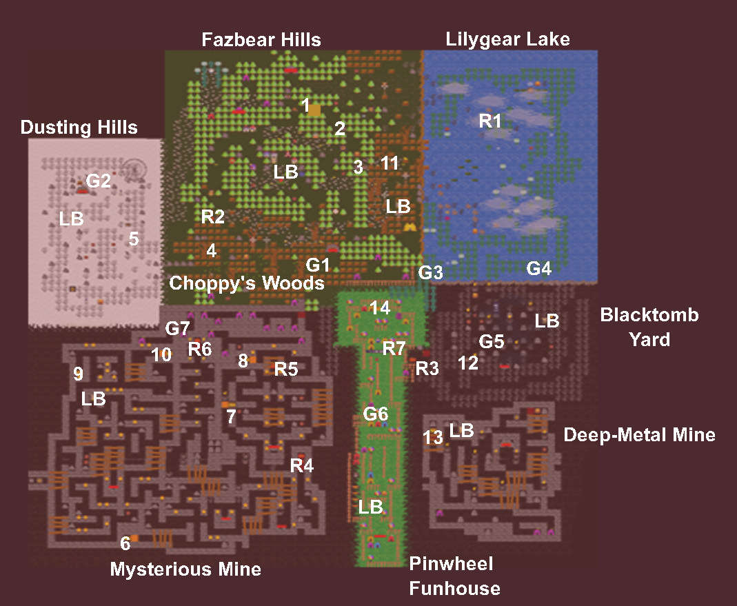 FNaF World Walkthrough Map Locations