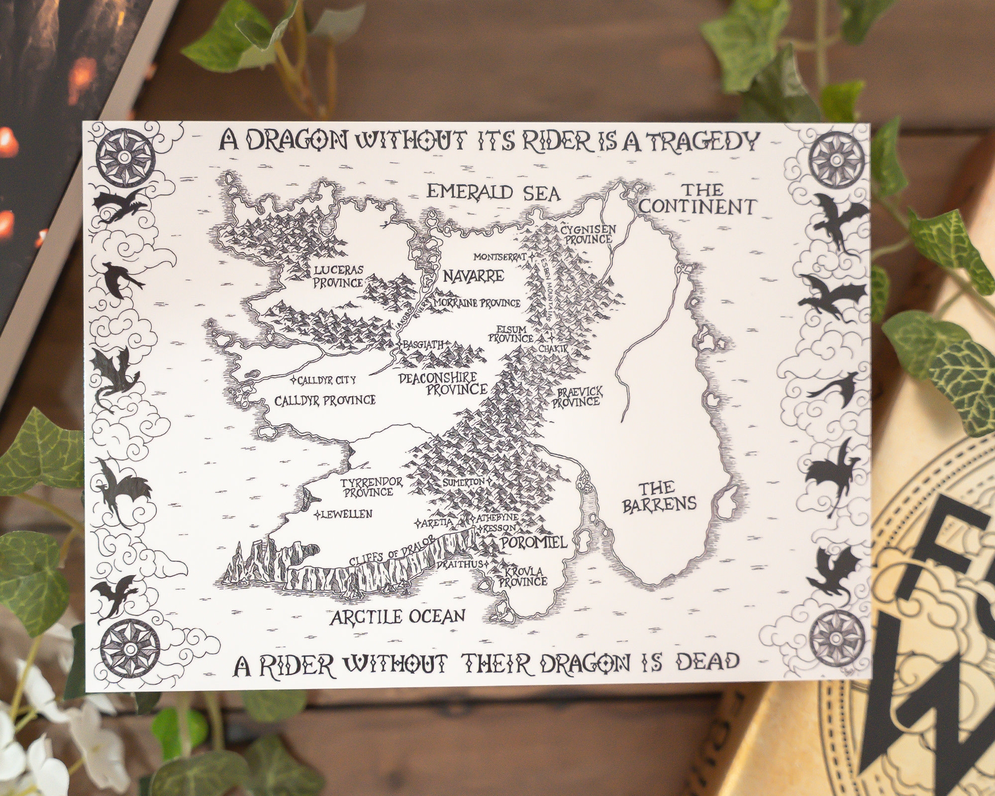 Fourth Wing Map Print Hand Drawn Art Print Etsy