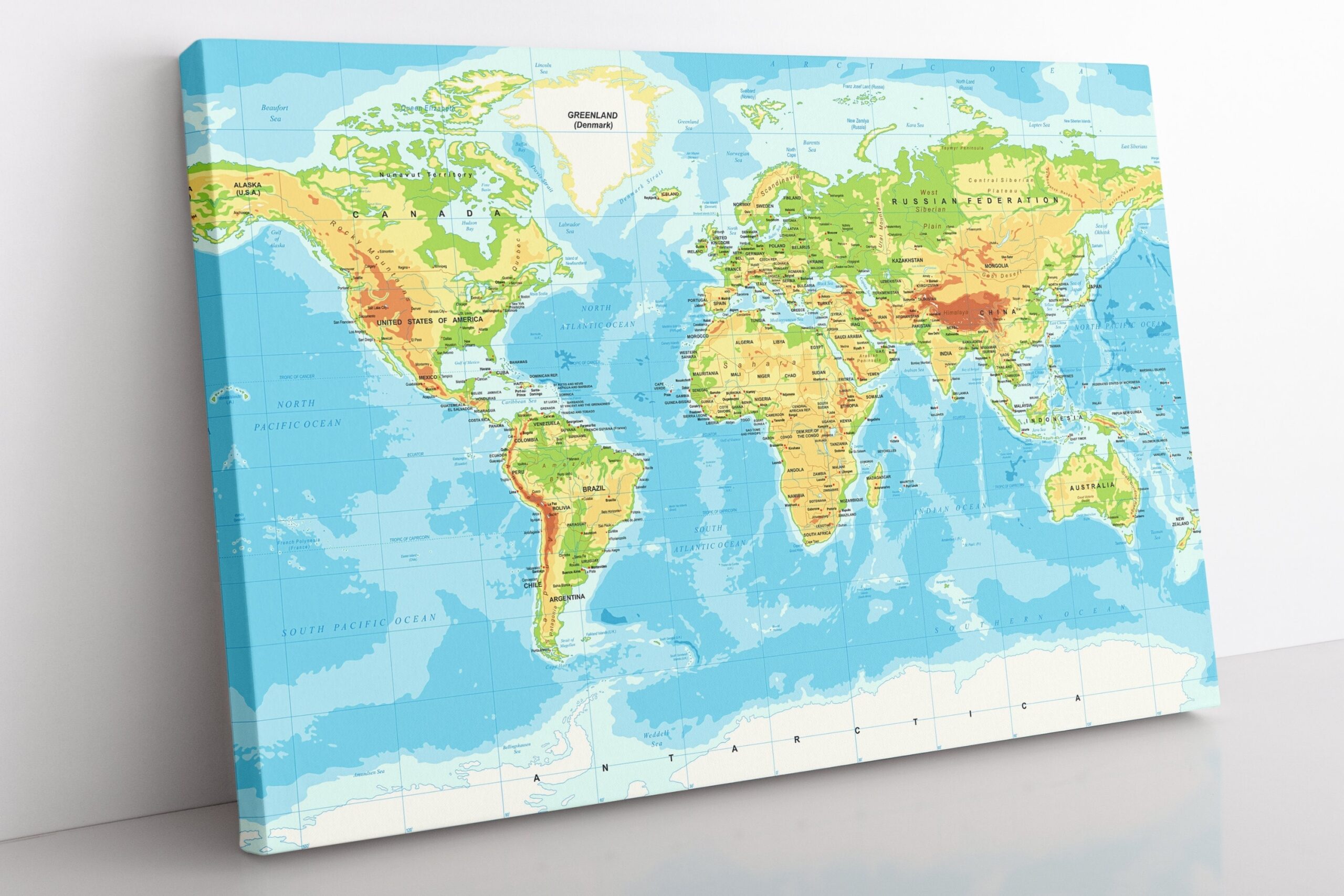 framed map of the world