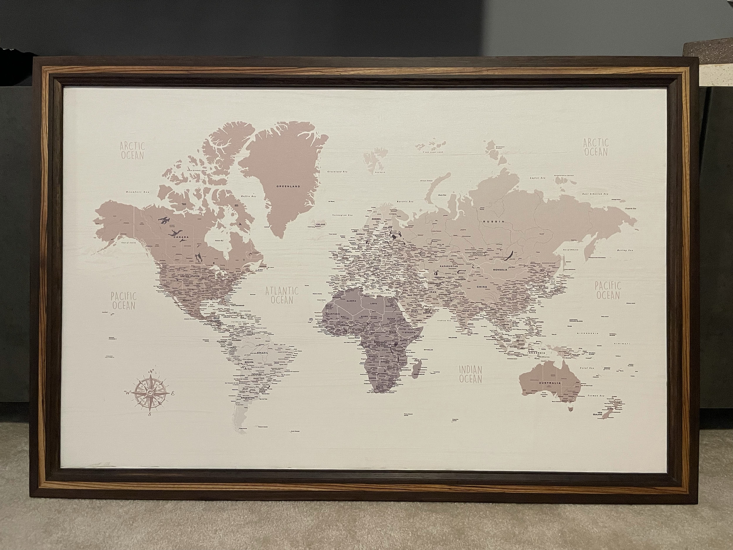 Framed World Map M Colin Burch