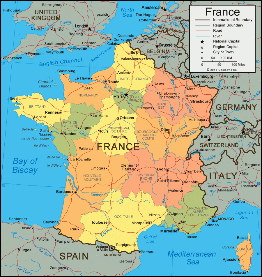 France Map And Satellite Image France Map And Satellite Image