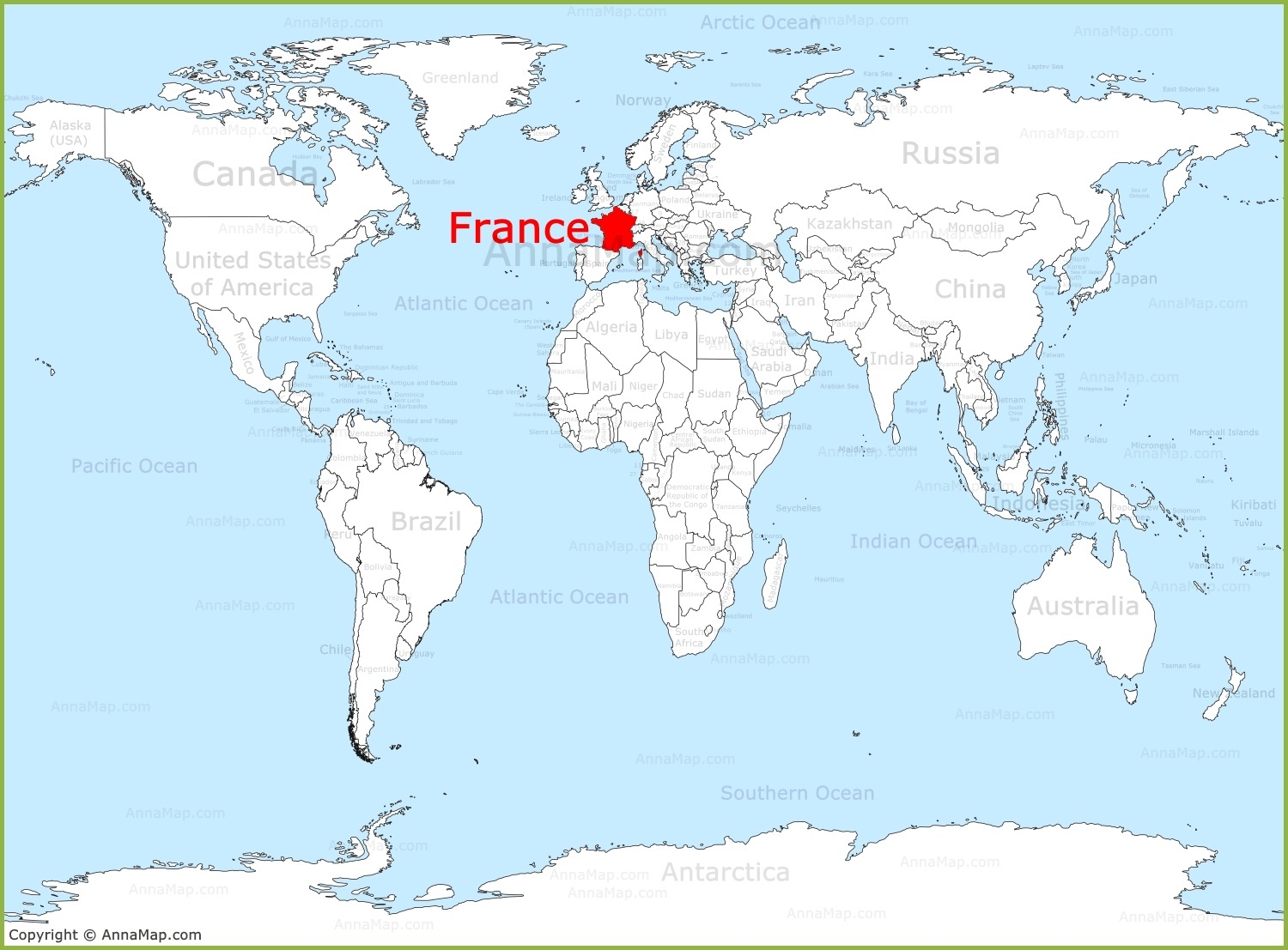France On The World Map AnnaMap France On The World Map AnnaMap