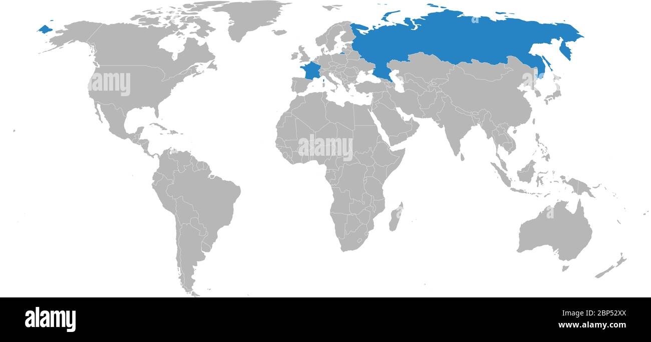 France Russia Highlighted On World Map Light Gray Background Business Concepts Diplomatic Travel Trade And Transport Relations Stock Vector Image Art Alamy