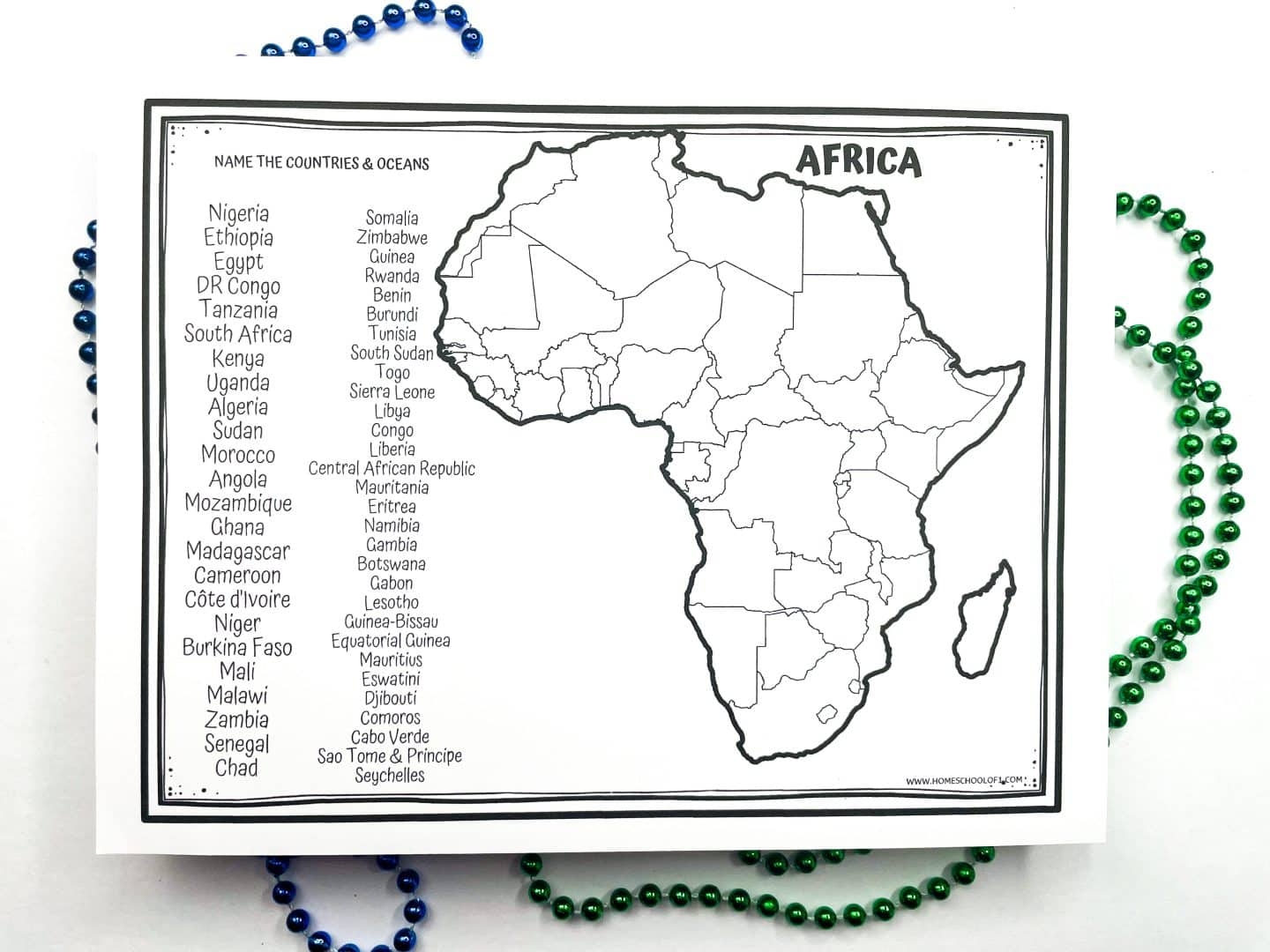 Printable Africa map for Kids