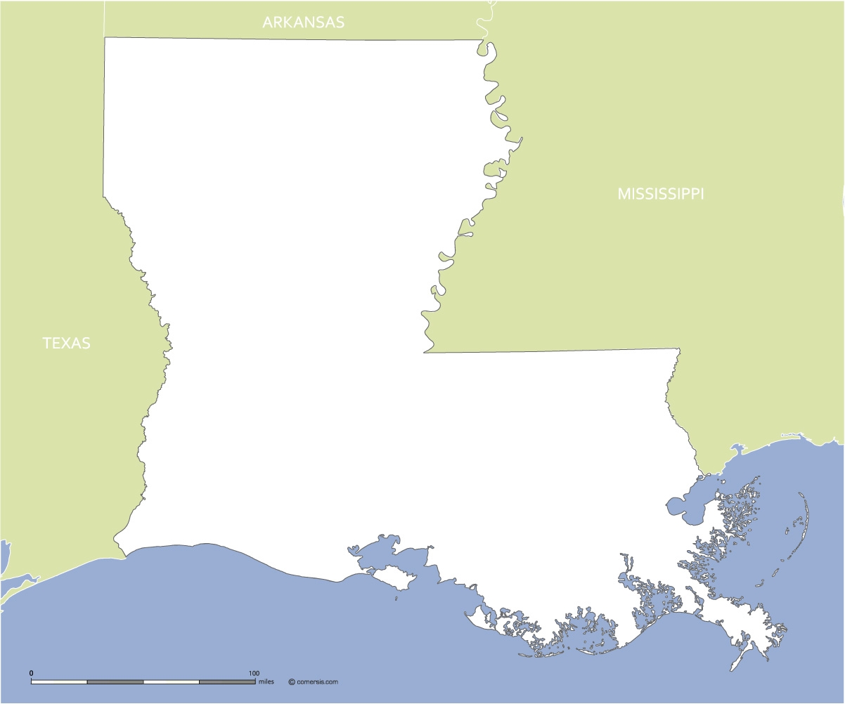 Free Blank Map Of Louisiana US State