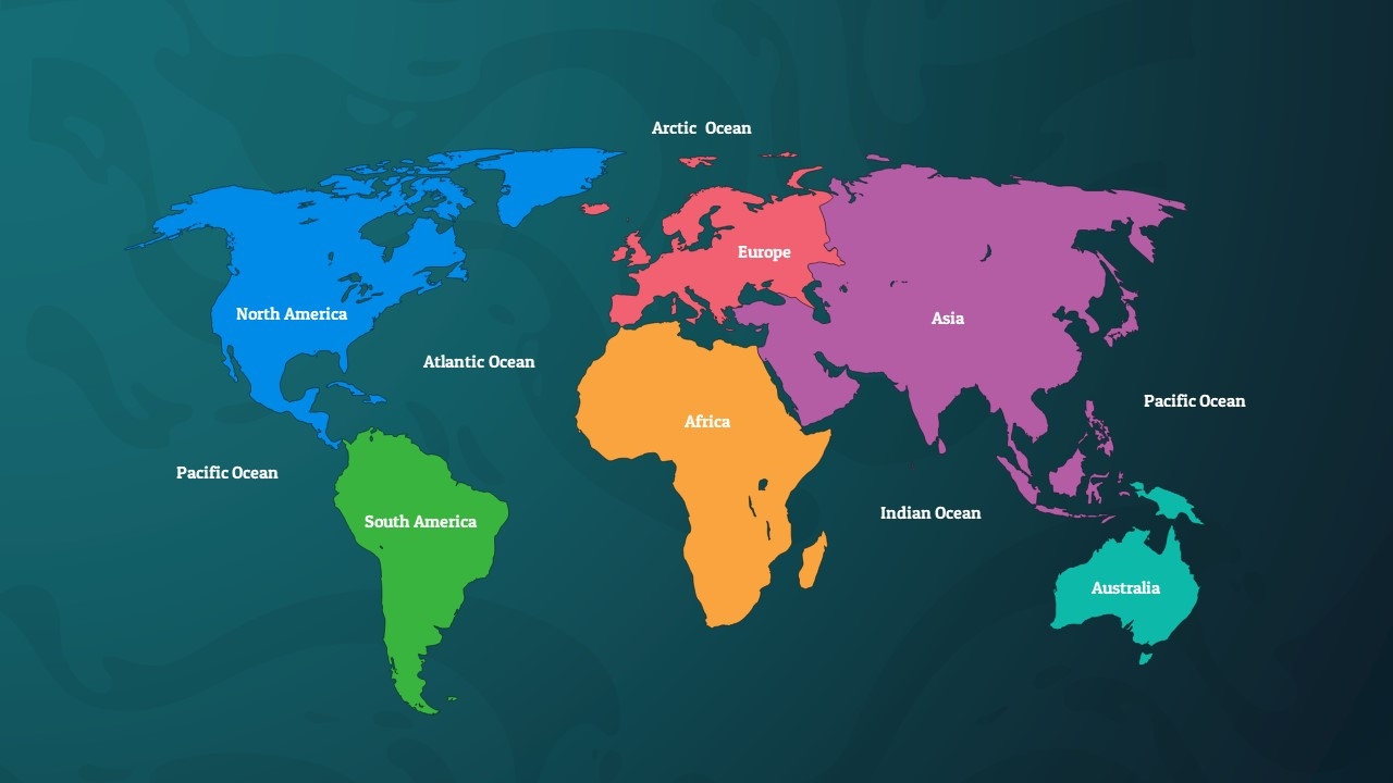 maps of the continents and oceans