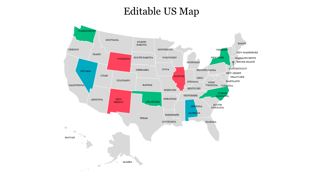 Free Editable US Map PowerPoint Template Google Slides