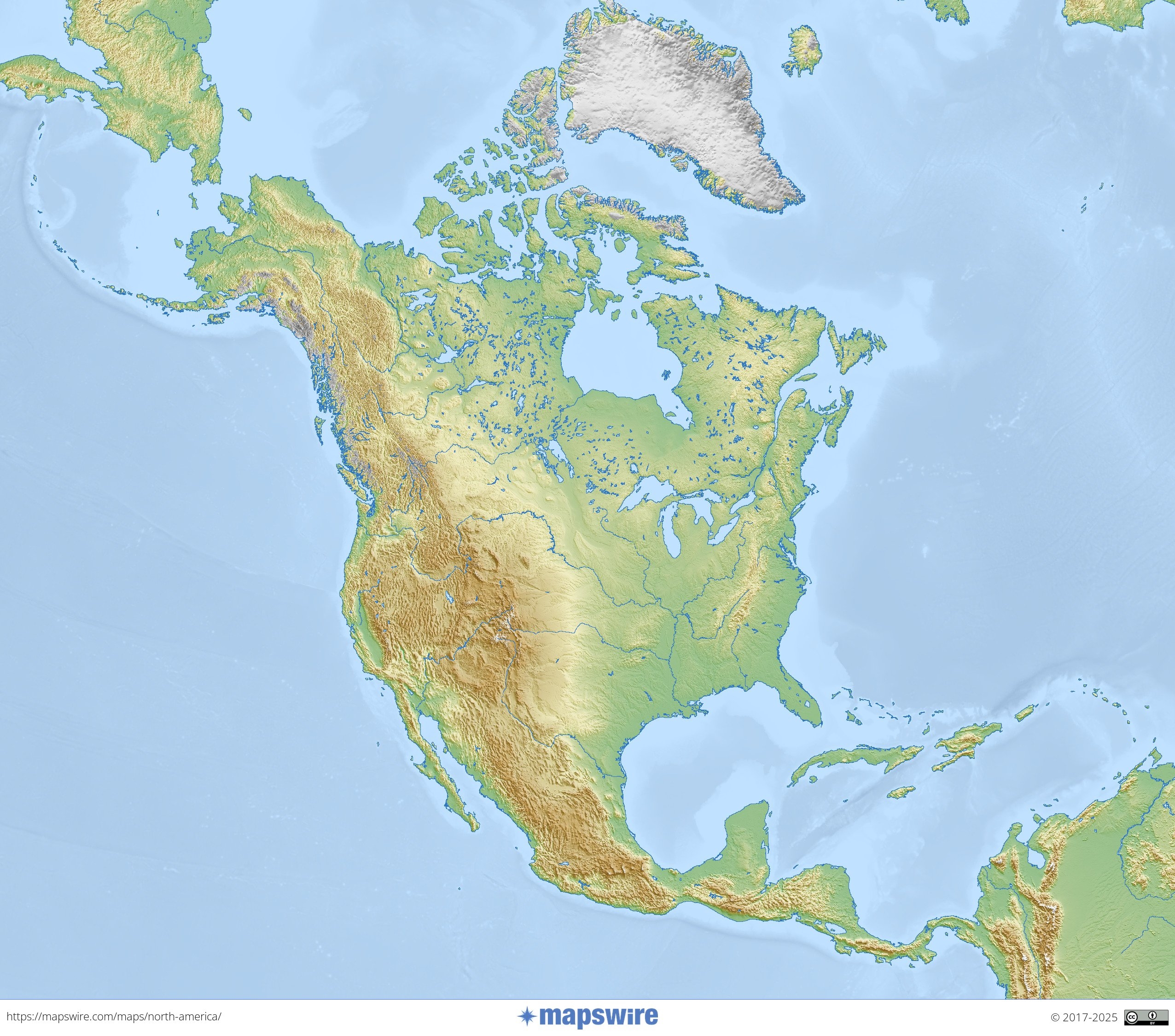 blank printable map of north america