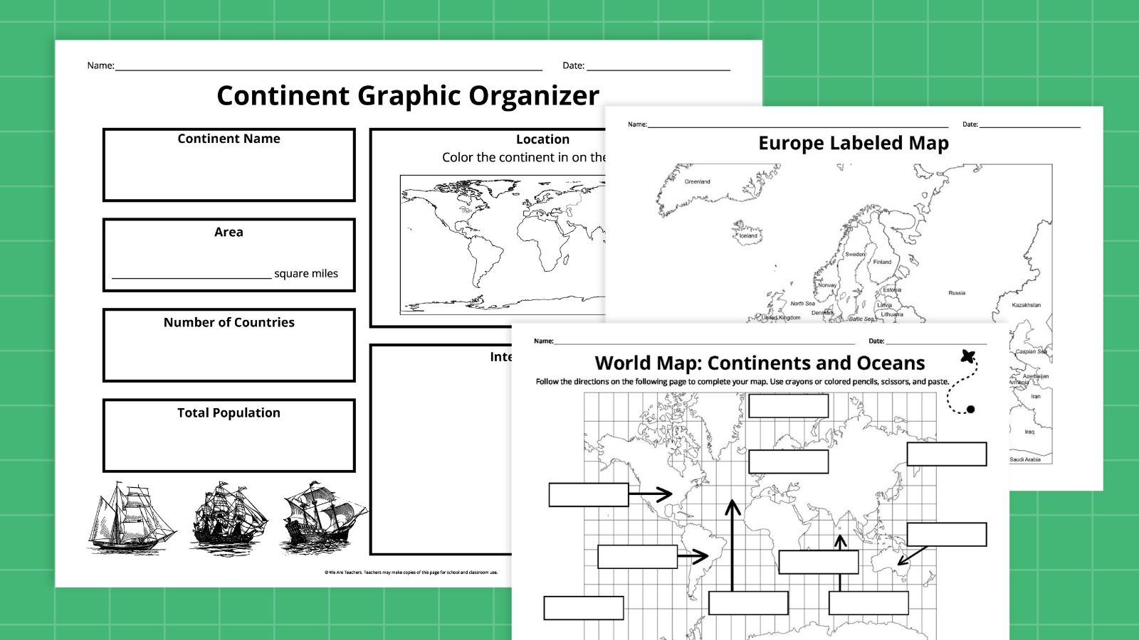 Free Printable Continents And Oceans Map Bundle Free Printable Continents And Oceans Map Bundle