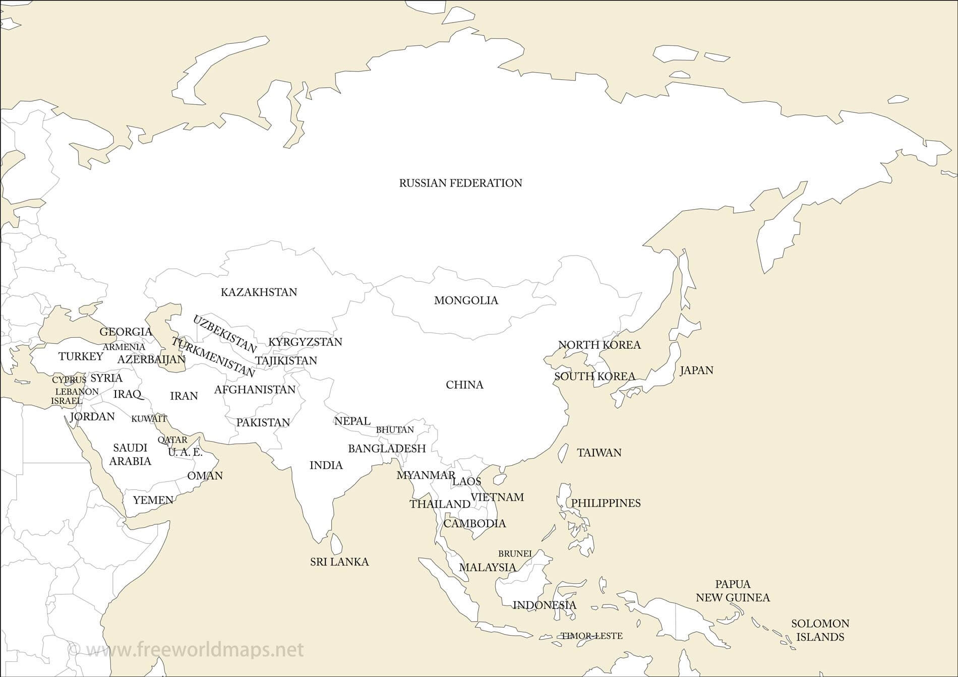 blank map of asia