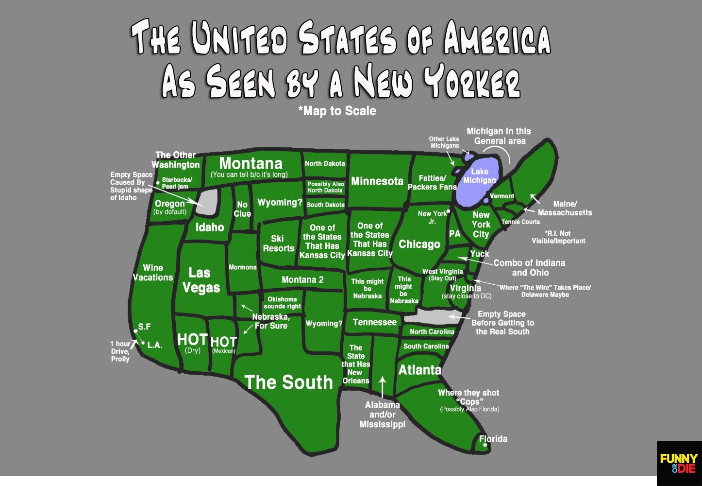 Funny Or Die The Map Of America As Seen By A New Yorker