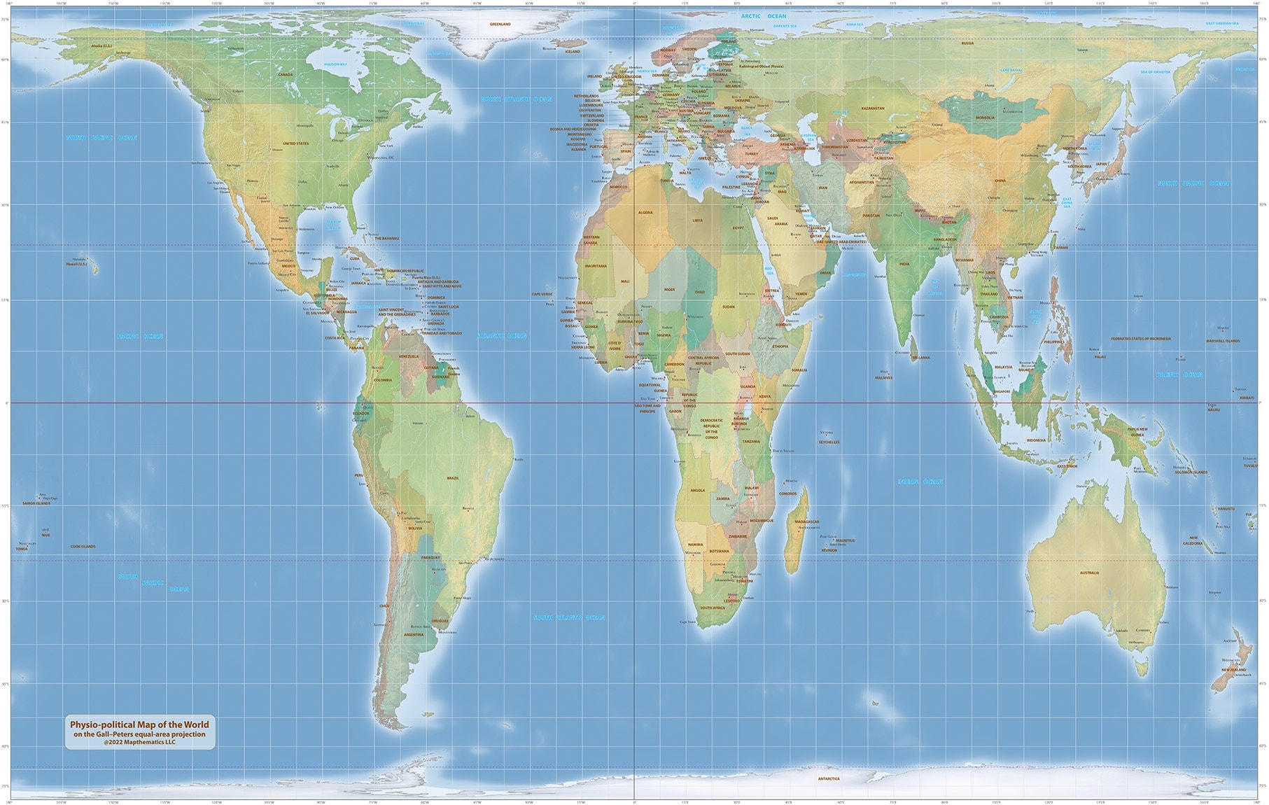 Gall peters Map Of The Political World Etsy